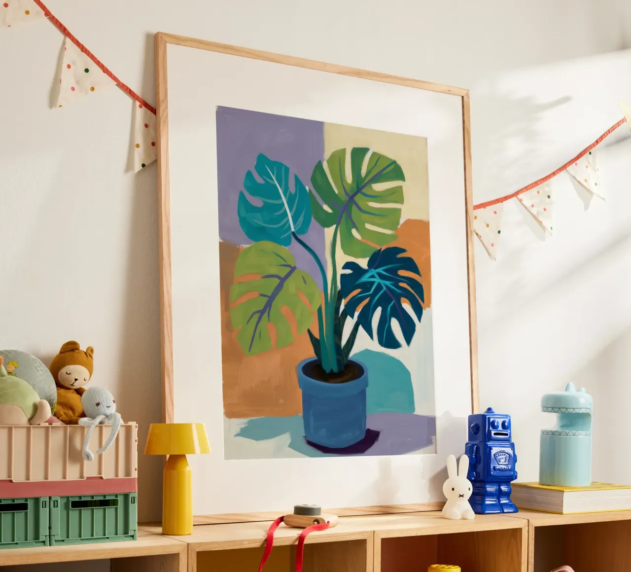 Monstera Color Block carta hahnemühle da Pan Denim