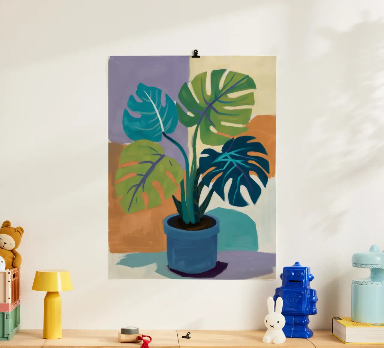 Monstera Color Block carta hahnemühle da Pan Denim