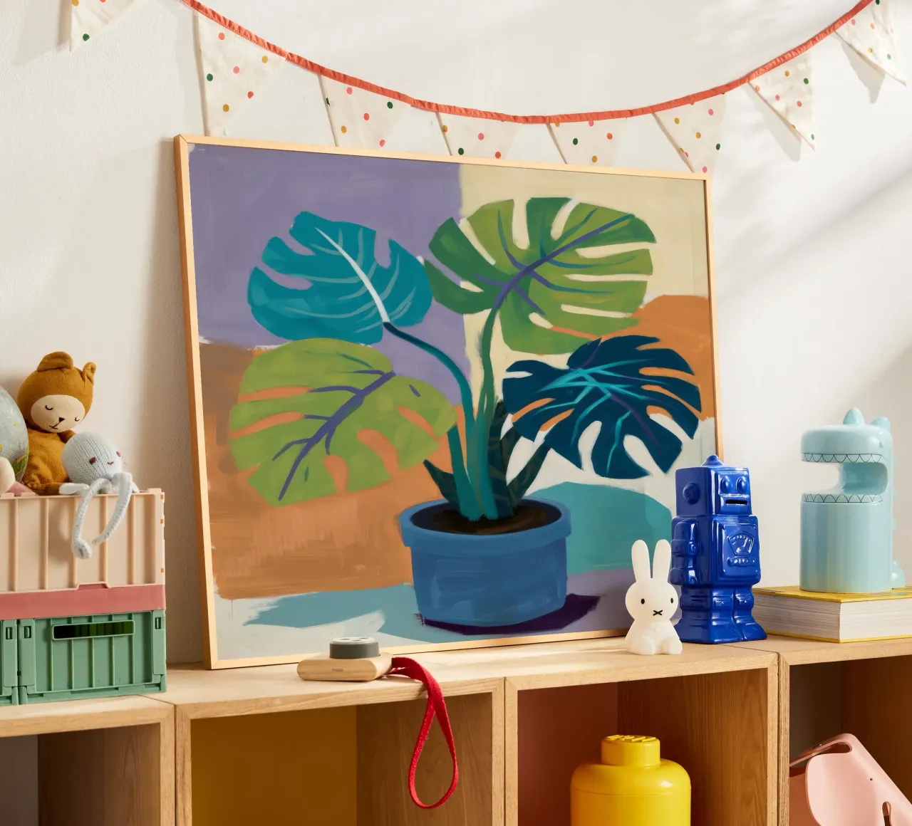 Monstera Color Block carta hahnemühle da Pan Denim