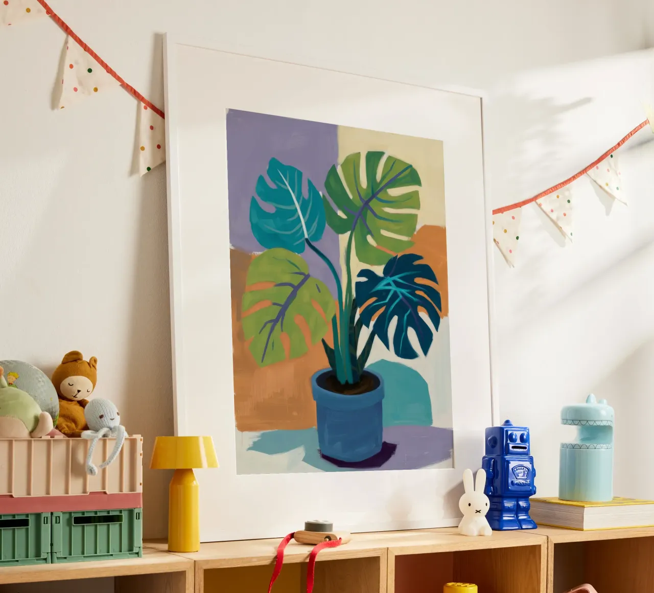 Monstera Color Block carta hahnemühle da Pan Denim