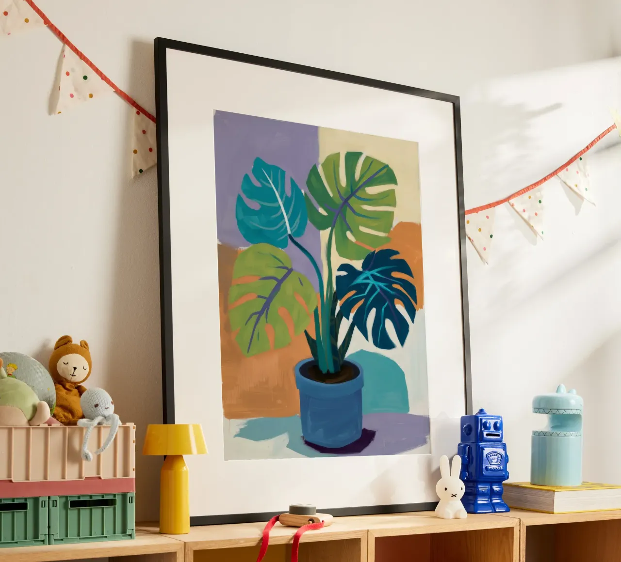 Monstera Color Block carta hahnemühle da Pan Denim