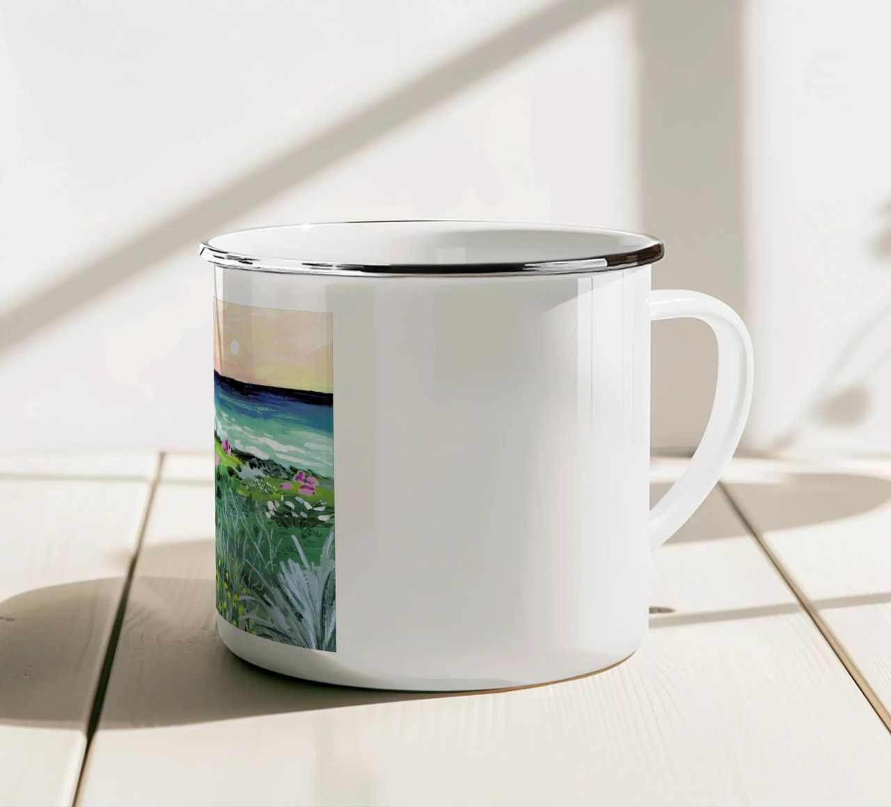 Sunset Rock tazza in smalto da Sarah Gesek