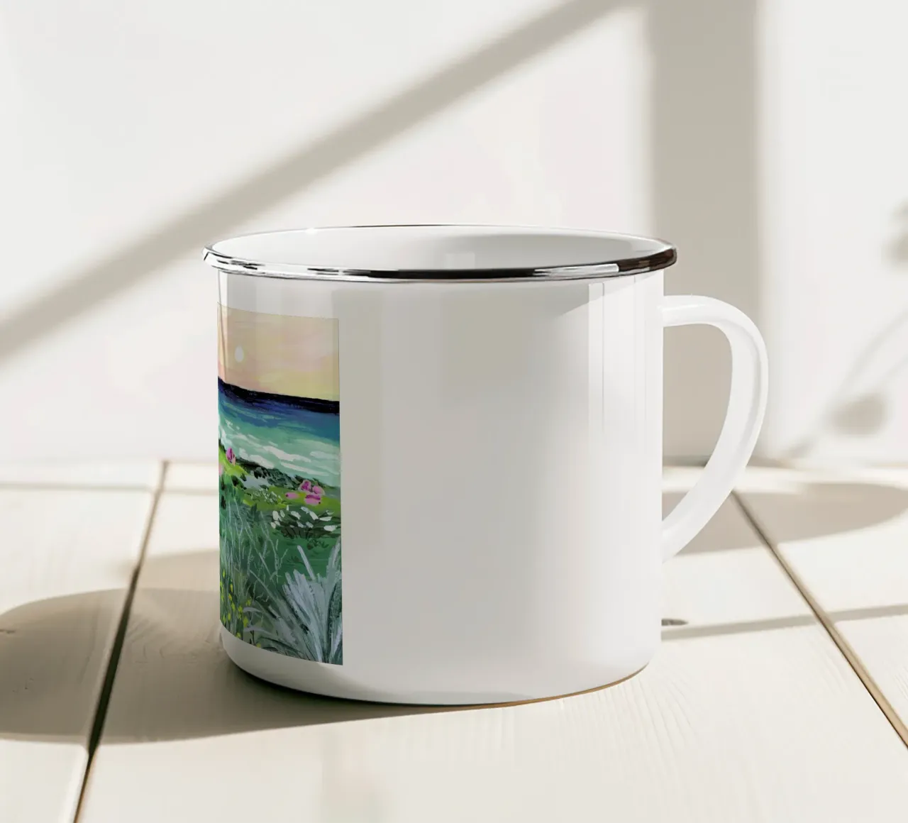 Sunset Rock tazza in smalto da Sarah Gesek
