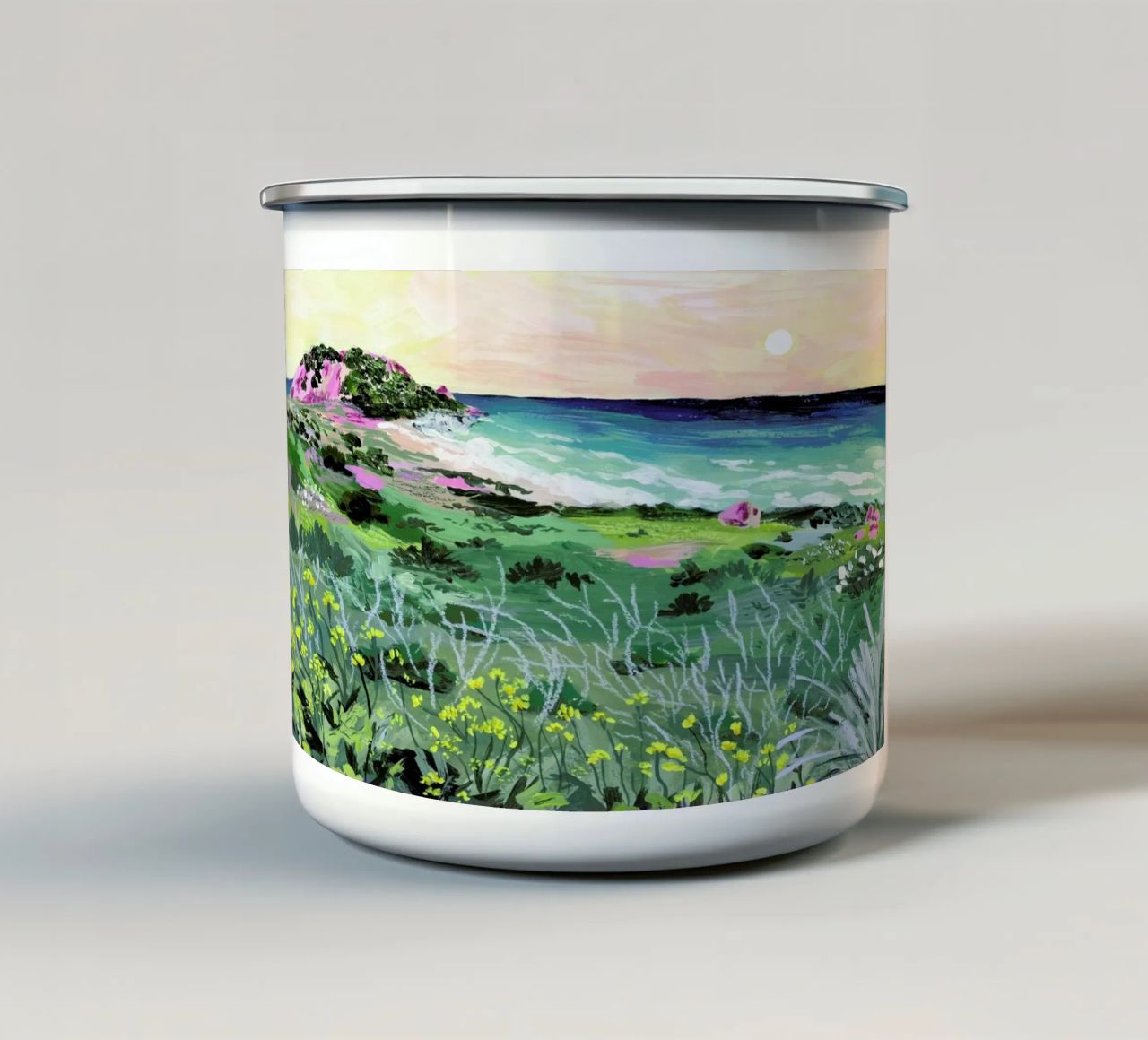 Sunset Rock tazza in smalto da Sarah Gesek