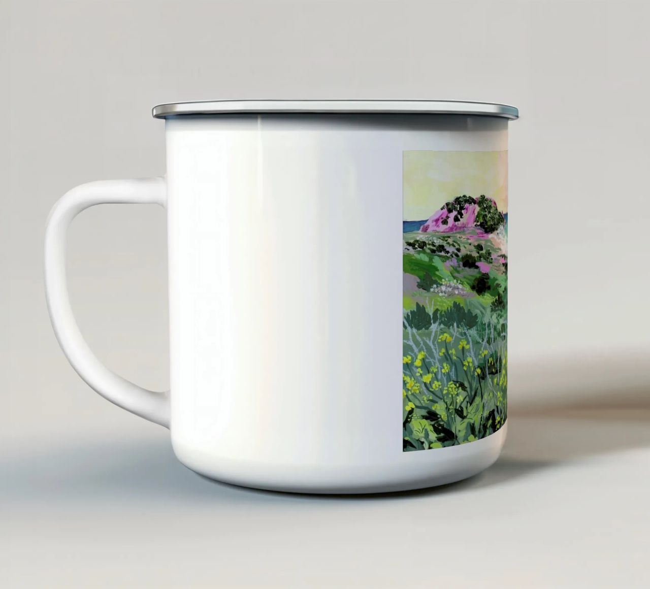 Sunset Rock tazza in smalto da Sarah Gesek