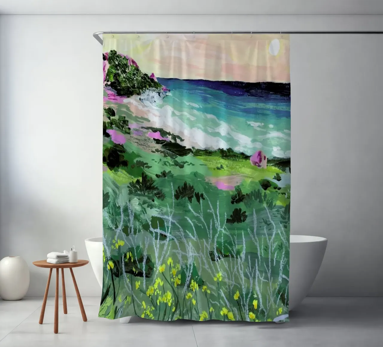 Sunset Rock shower curtain by Sarah Gesek