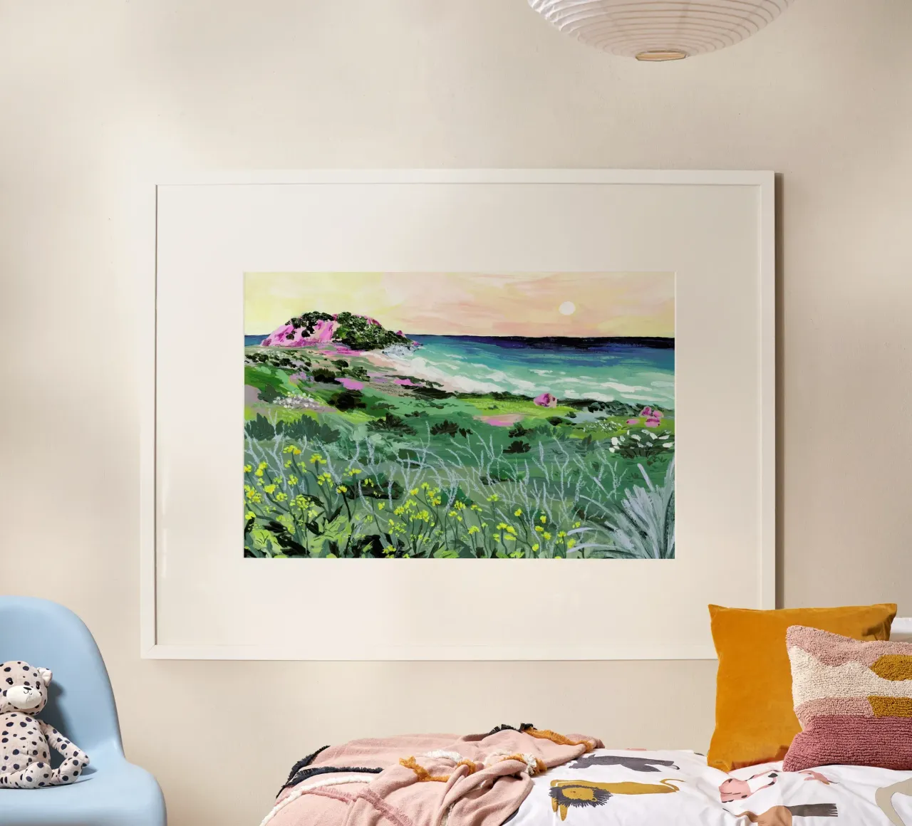 Sunset Rock poster con telaio in legno da Sarah Gesek