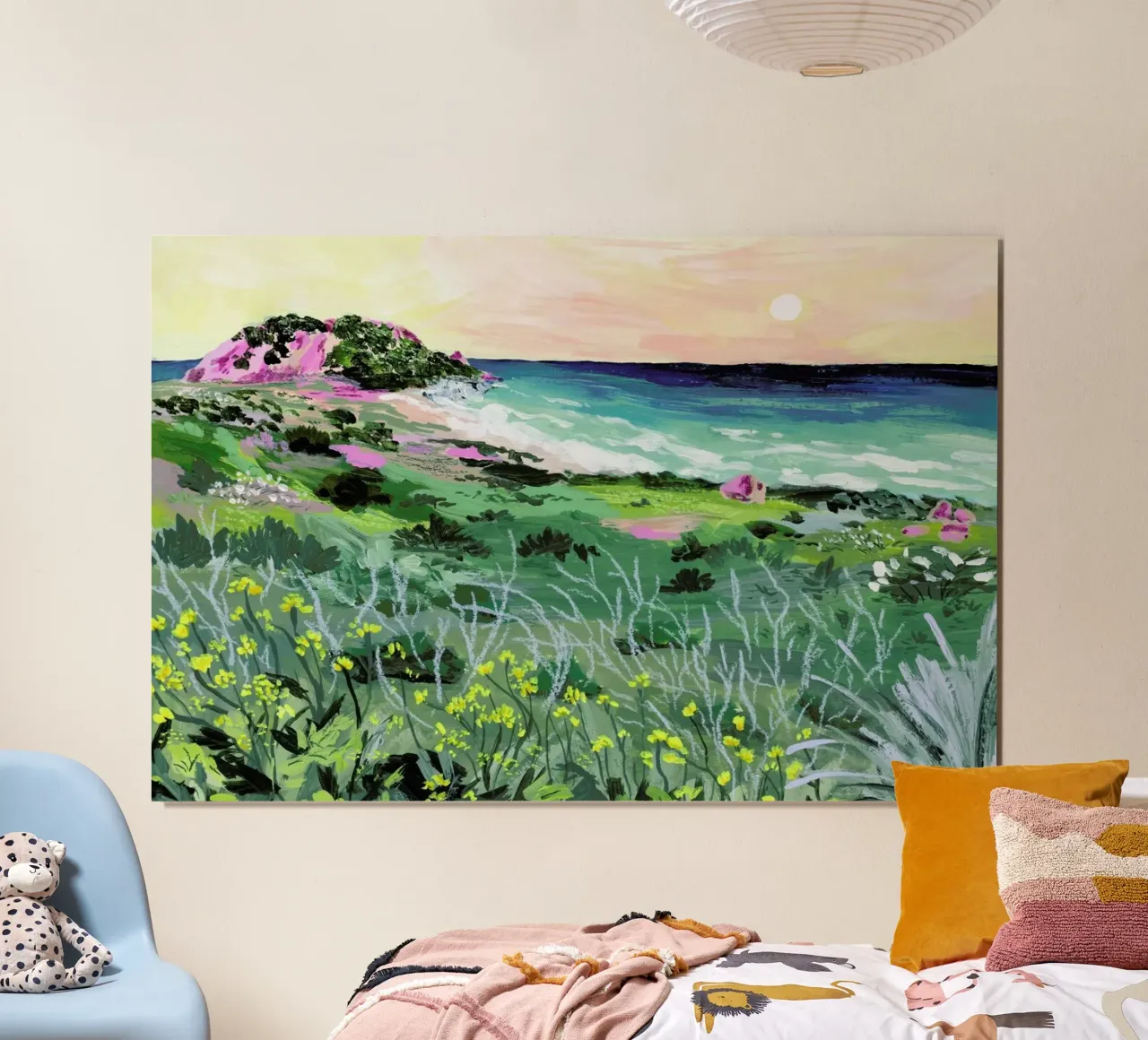 Sunset Rock poster con telaio in legno da Sarah Gesek