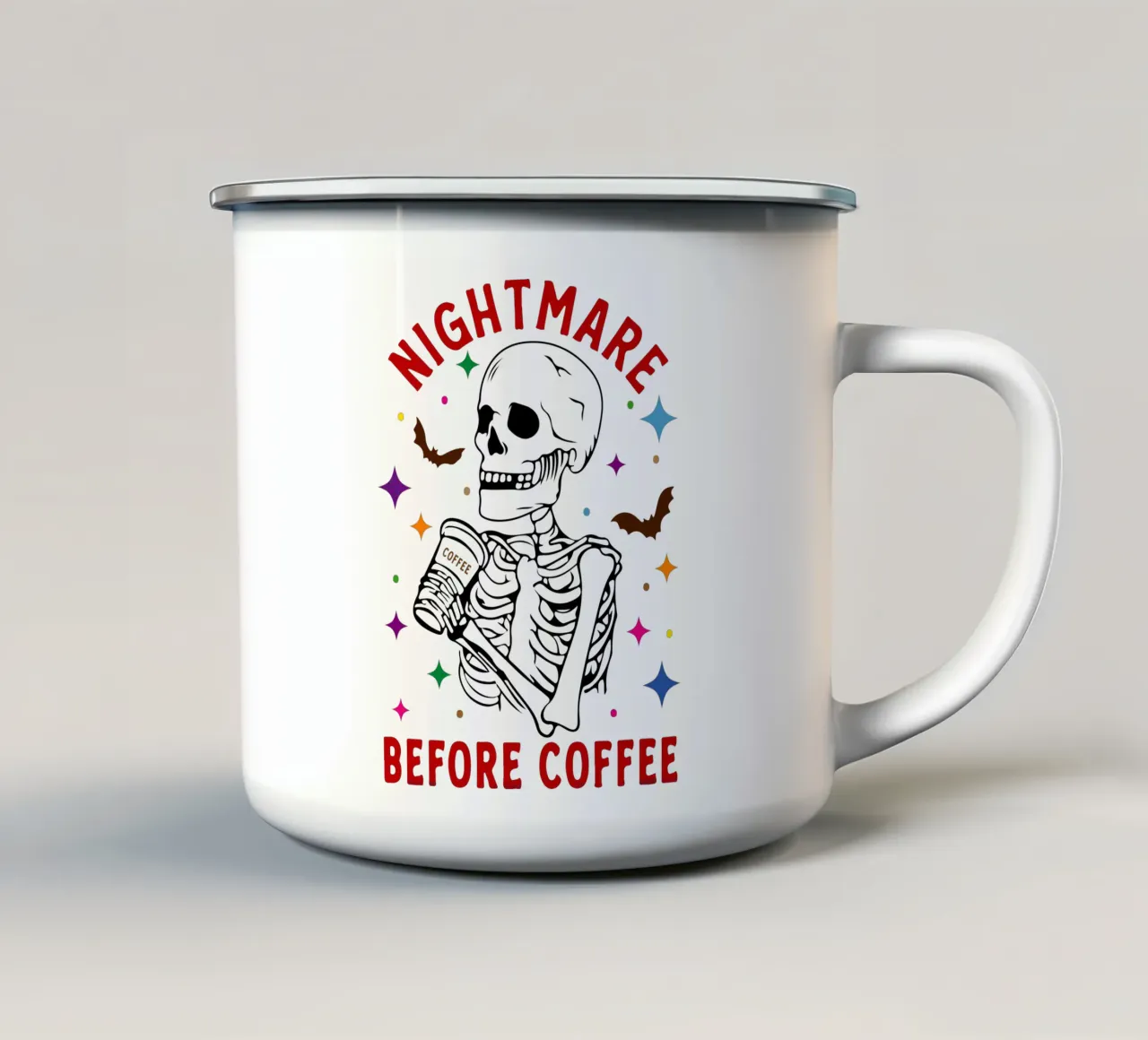pesadilla antes del café taza de esmalte de ersanim