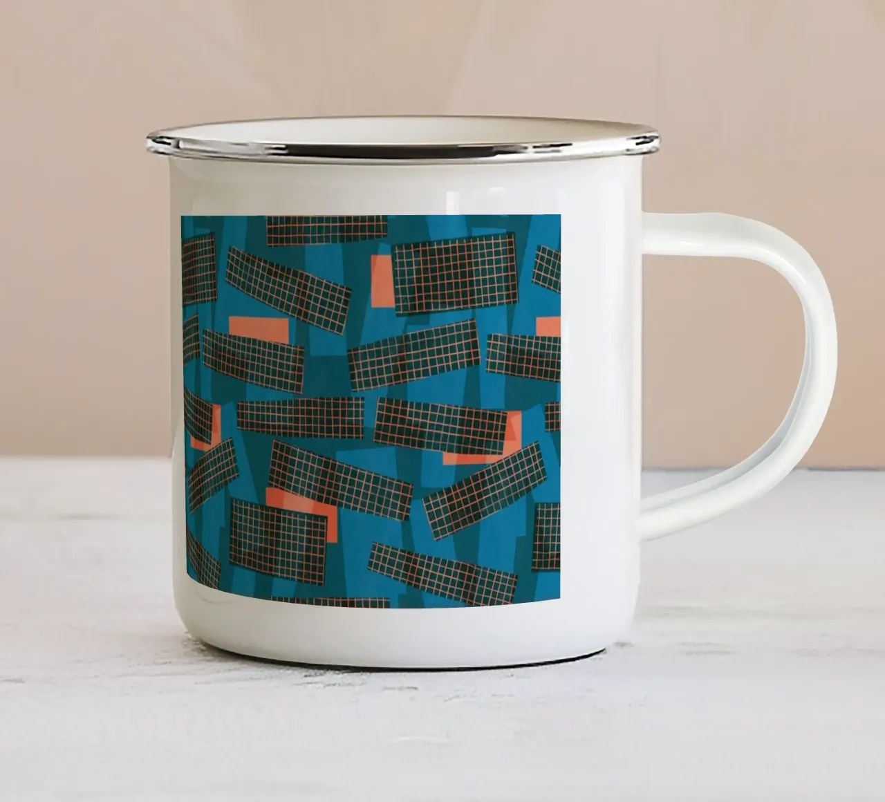 Cyano Pattern No 22 Emaille Tasse von treechild