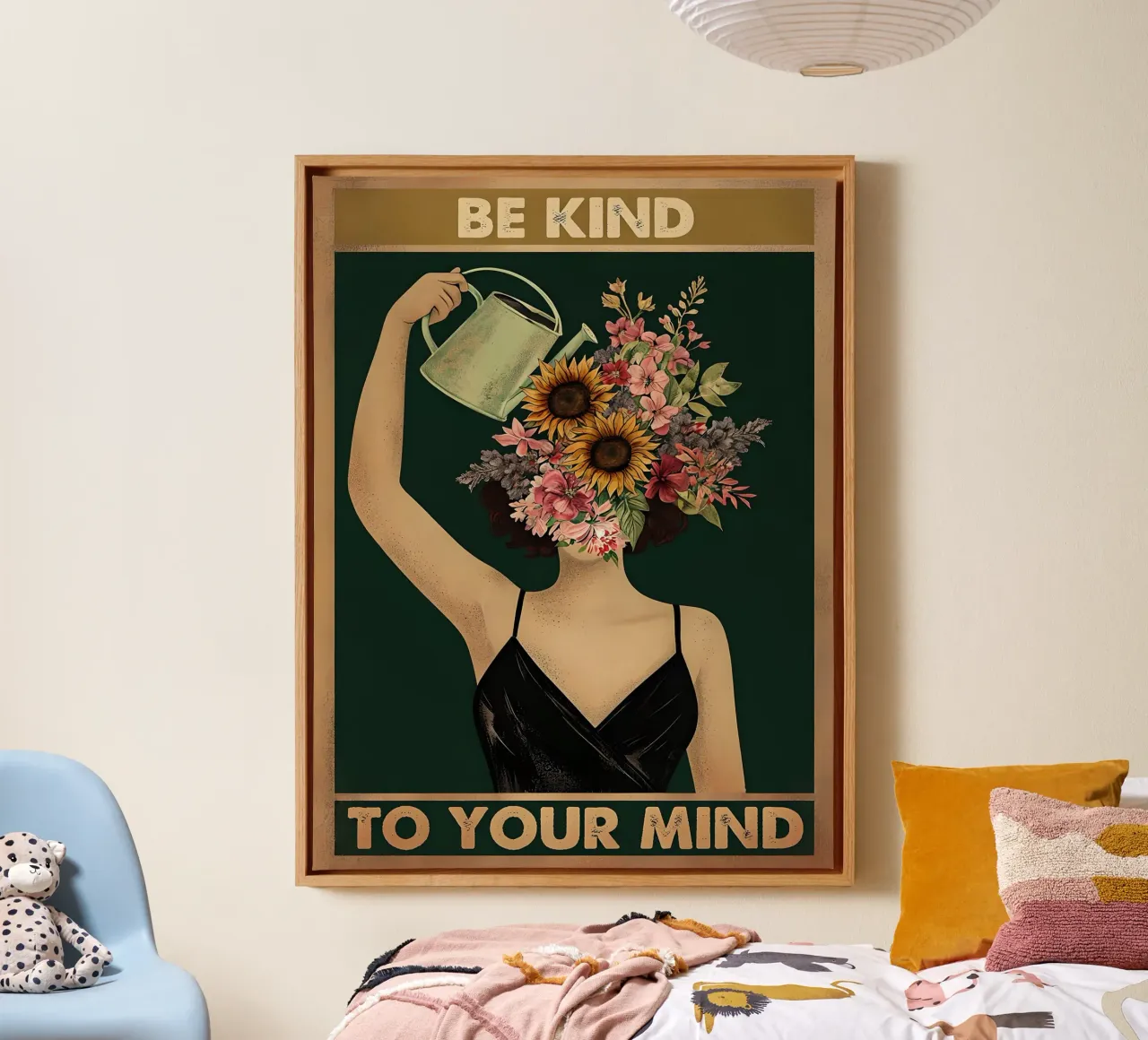 Siate gentili con la vostra mente Floral tela con Cornice a cassetta da 🥝 KIWI STORE