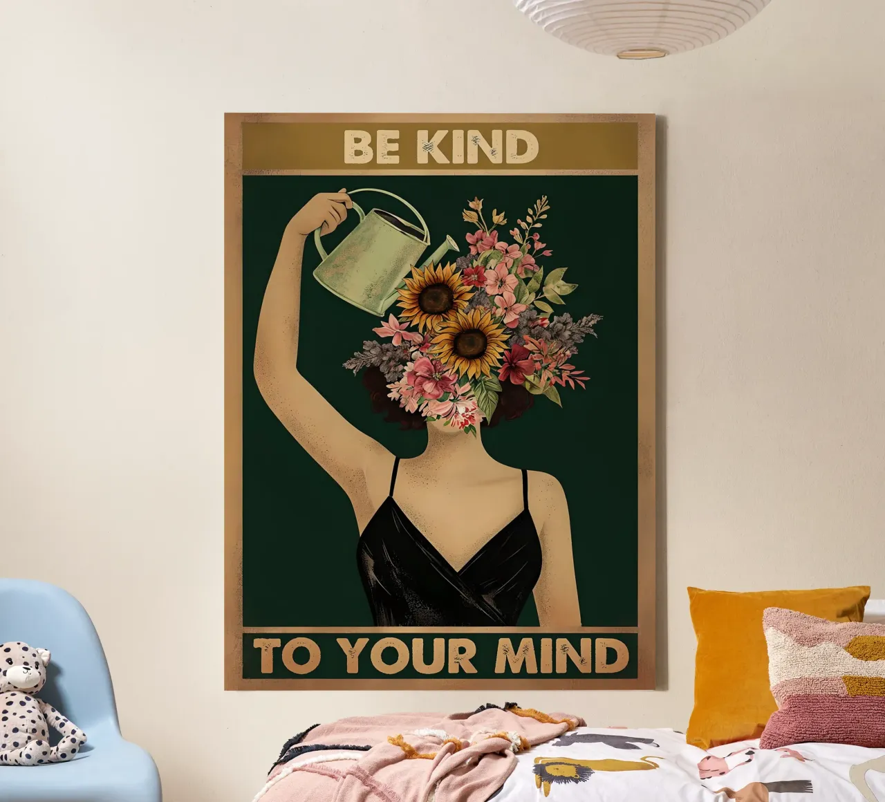 Siate gentili con la vostra mente Floral tela con Cornice a cassetta da 🥝 KIWI STORE