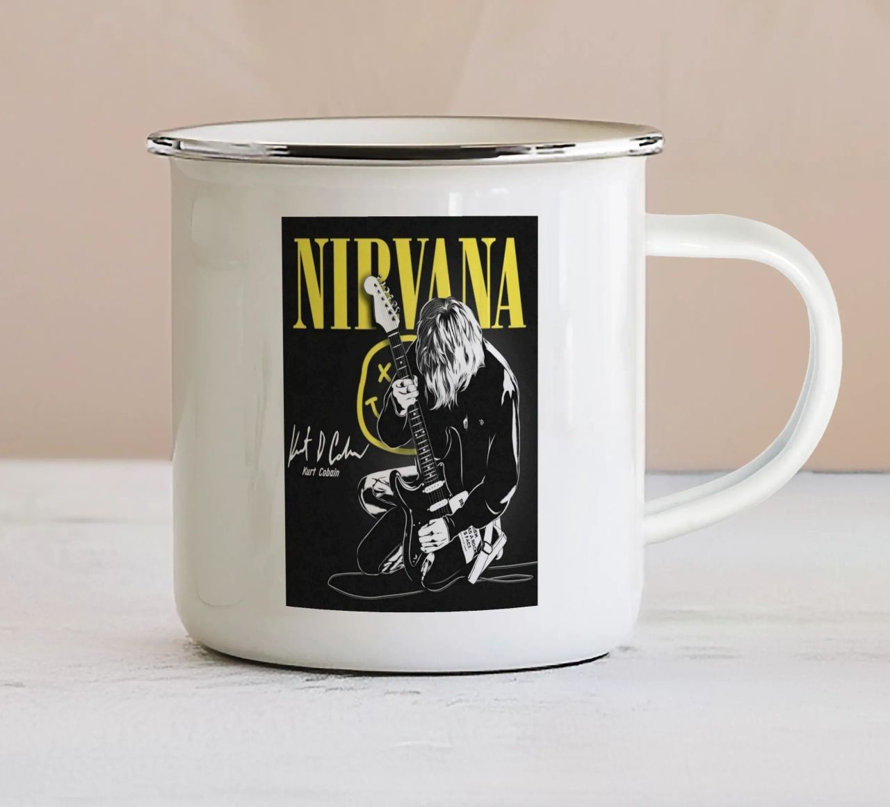 Di nuovo a voce alta e silenziosa tazza in smalto da zugbl