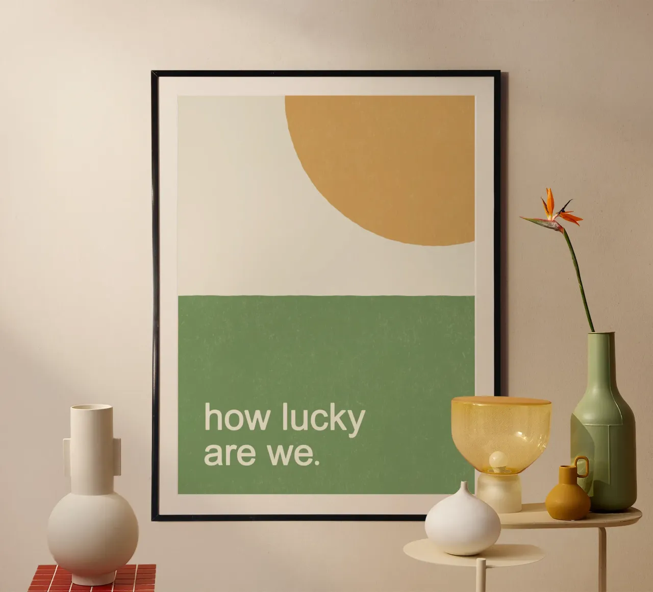 Wie glücklich sind wir - Sunny Field Poster mit Aluminium Rahmen von MoonlightPrint