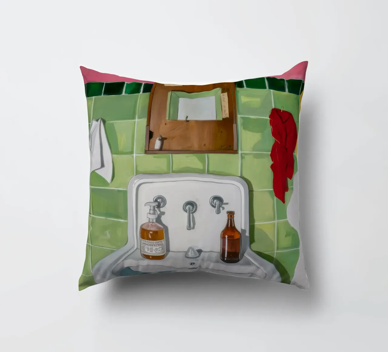 Lavello in piastrelle verdi cuscino da Pan Denim