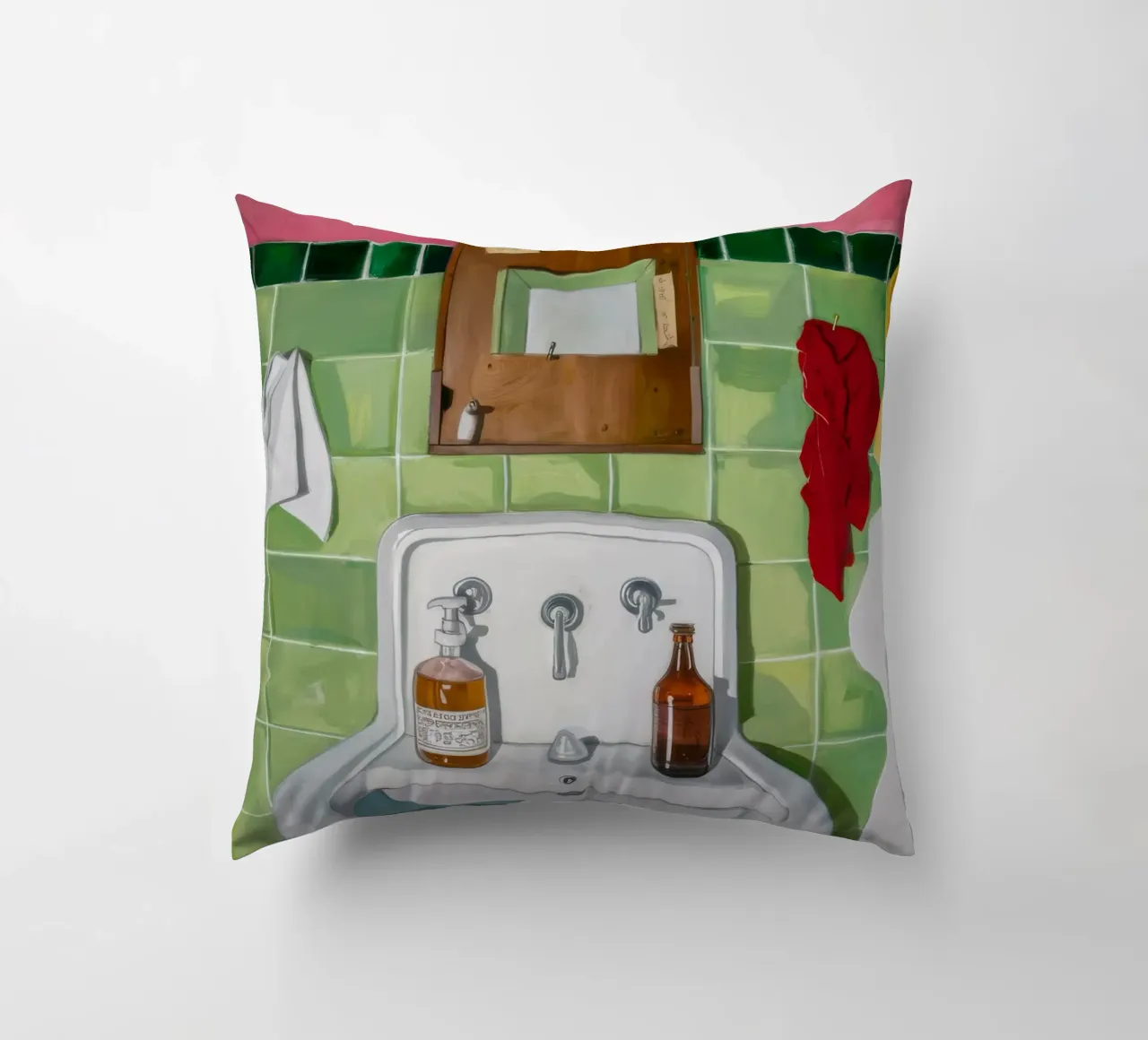Lavello in piastrelle verdi cuscino da Pan Denim