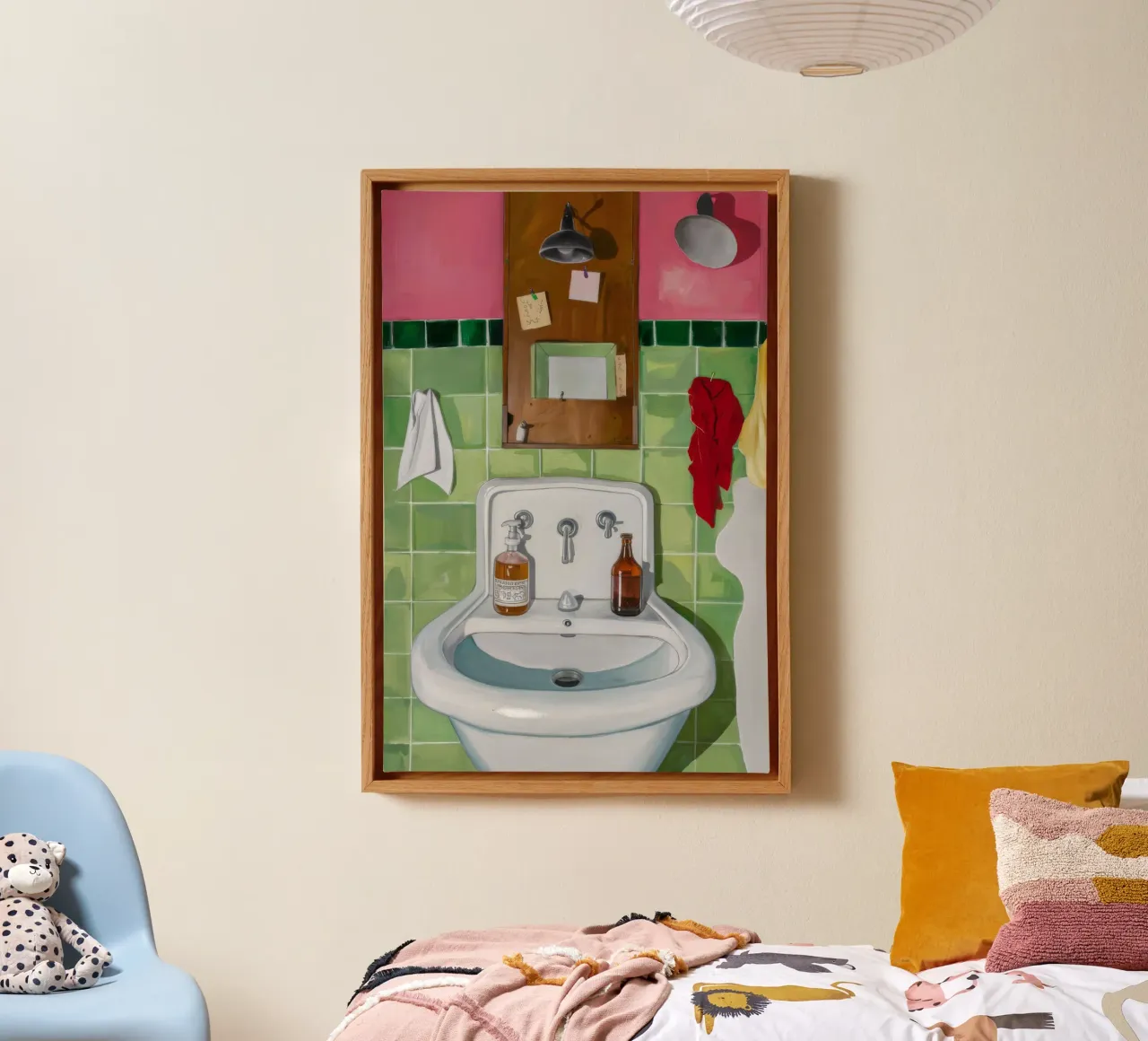Lavello in piastrelle verdi tela con Cornice a cassetta da Pan Denim