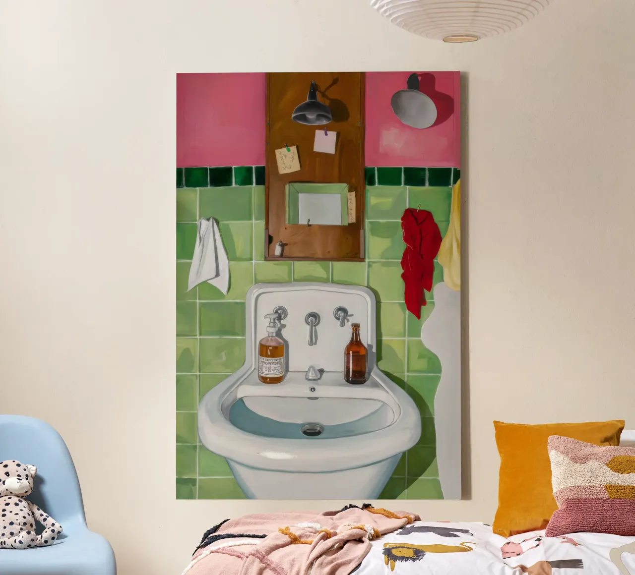 Lavello in piastrelle verdi tela con Cornice a cassetta da Pan Denim