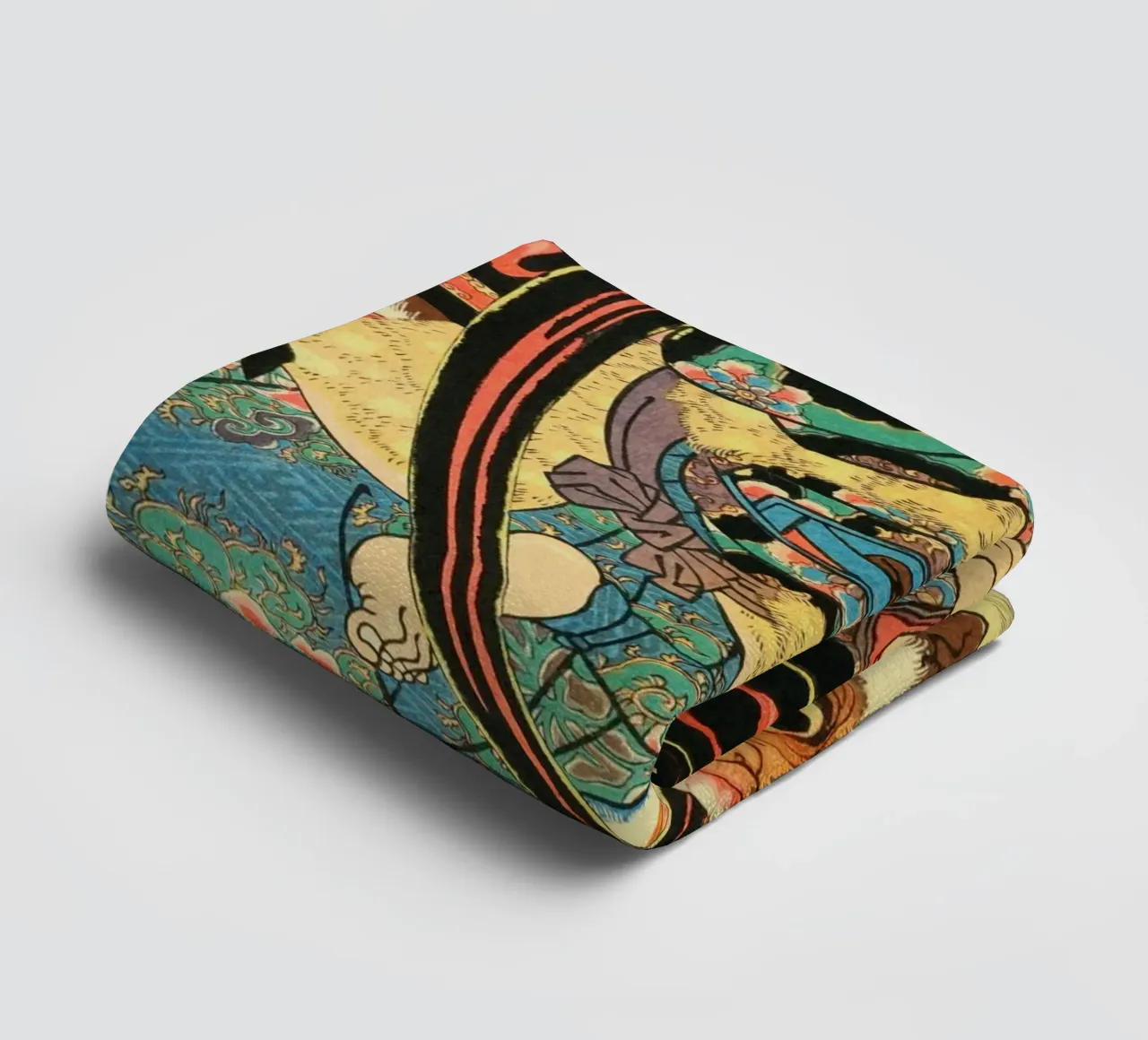 Samurai Killing Hihi Demon - Vintage Japanese Ukiyo-e towel by Masterpieces Of Japanese Art