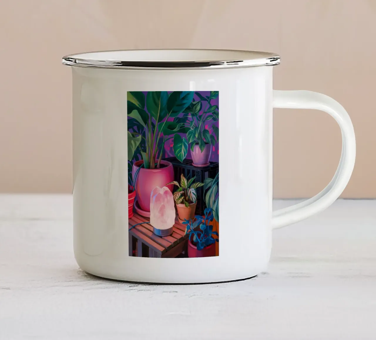 Giungla di vasi al neon tazza in smalto da Pan Denim