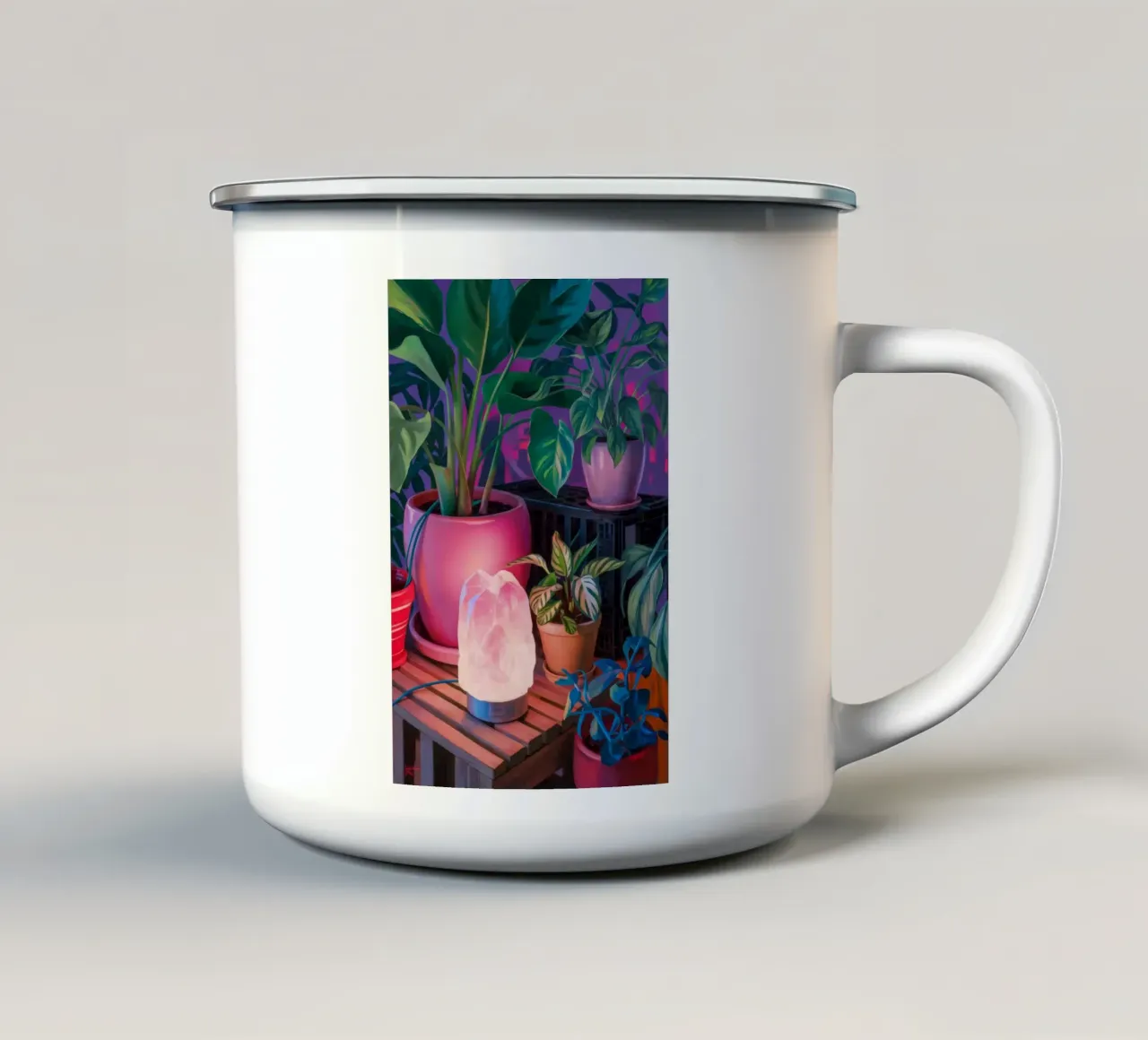 Giungla di vasi al neon tazza in smalto da Pan Denim