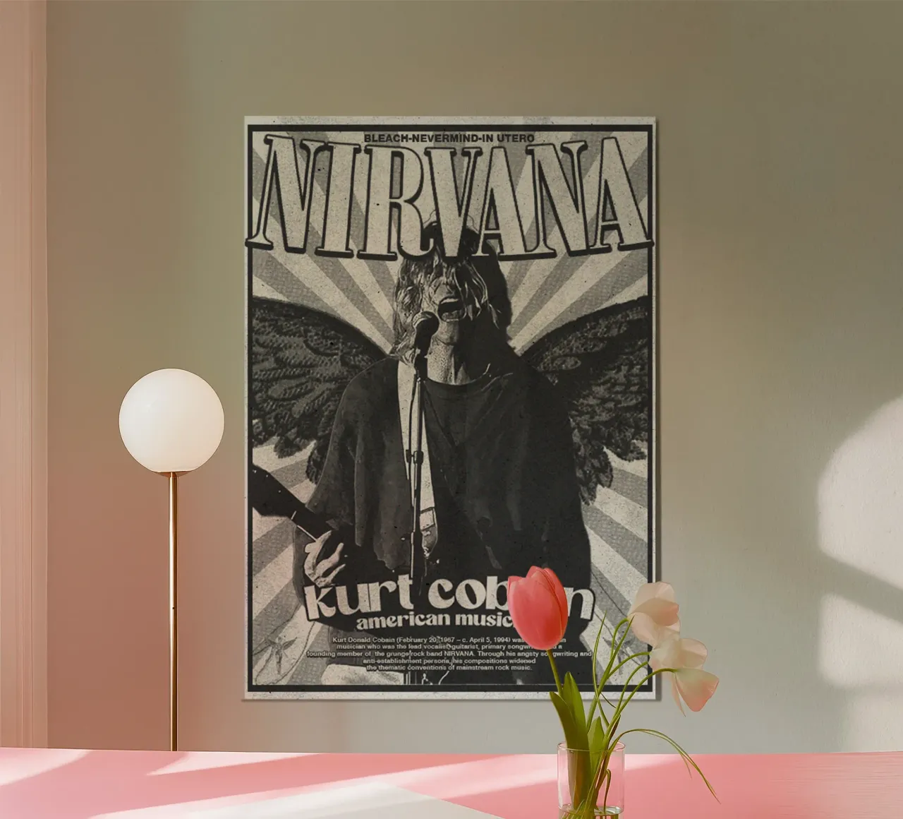 I Nirvana rinascono nel suono poster con telaio in legno da zugbl