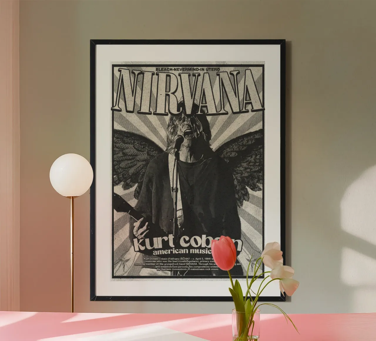 I Nirvana rinascono nel suono poster con telaio in legno da zugbl