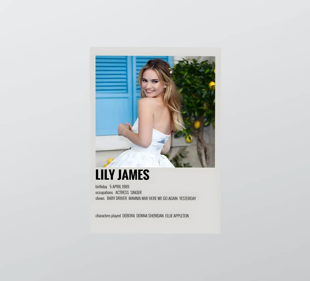 LILY JAMES adesivo da MVFminimalist