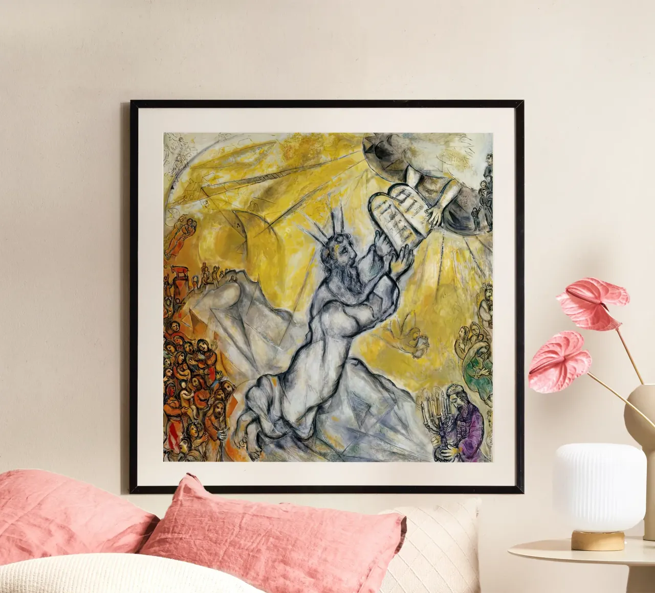 Moïse recevant les Tables de la LoiMArc Chagall poster avec cadre en plastique de MC Exhebition