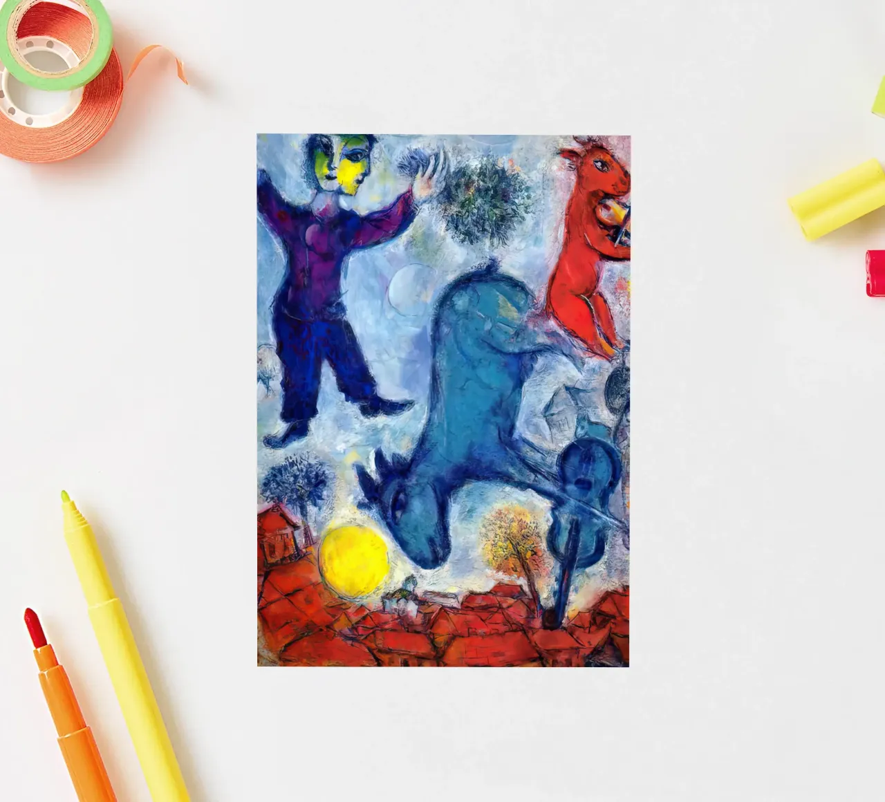 MArc Chagall koeien over Vitebsk sticker van MC Exhebition