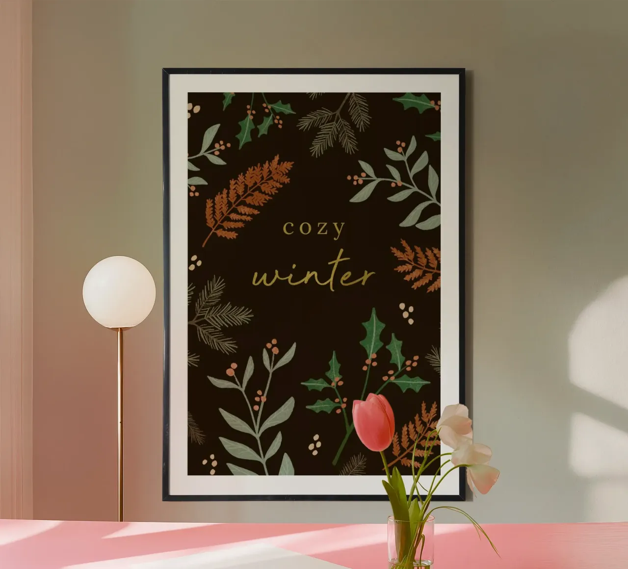 Cozy Winter Auburn poster con telaio in alluminio da Goed Blauw