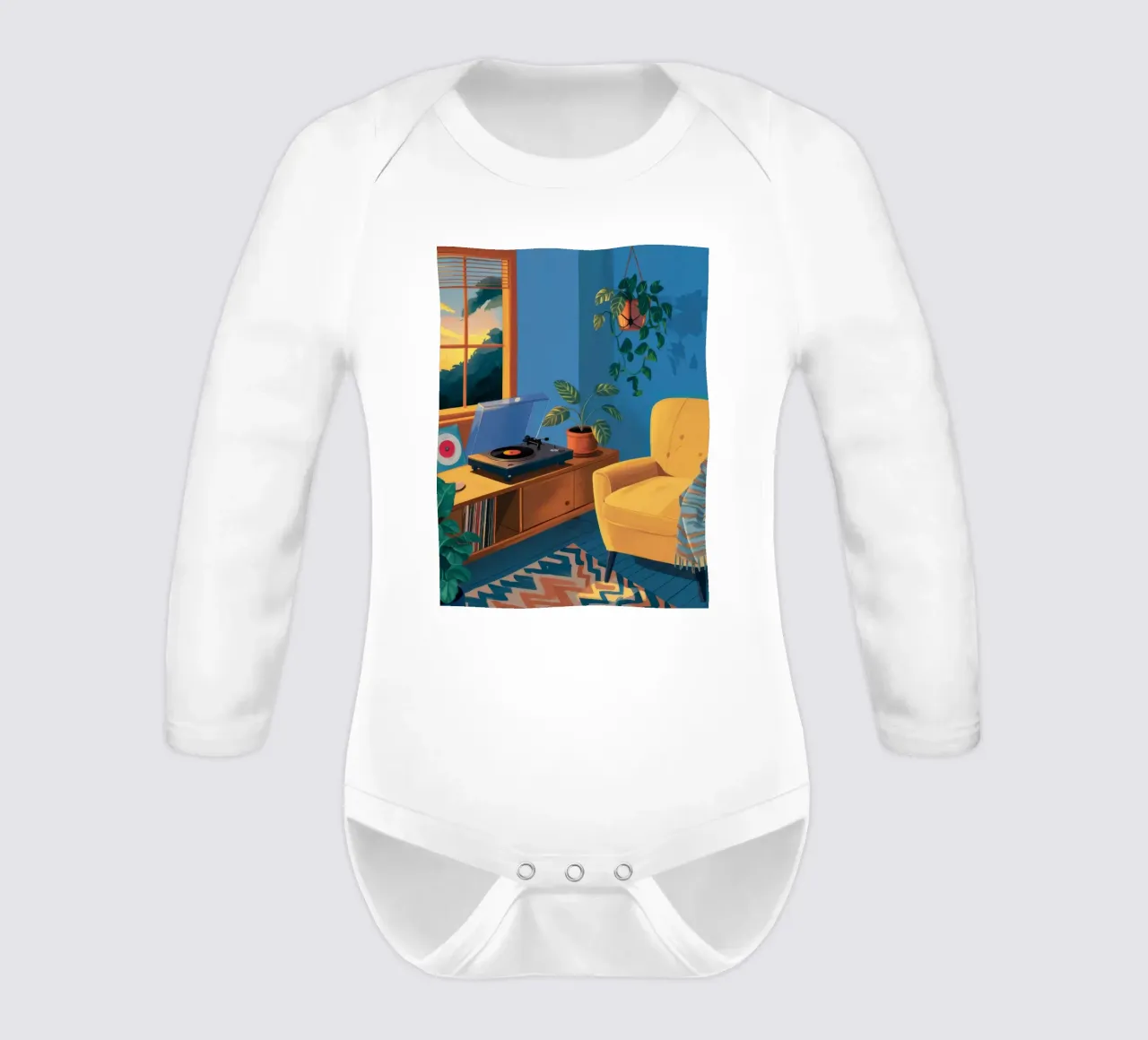 Yellow Chair Vinyl long-sleeve baby romper by Pan Denim