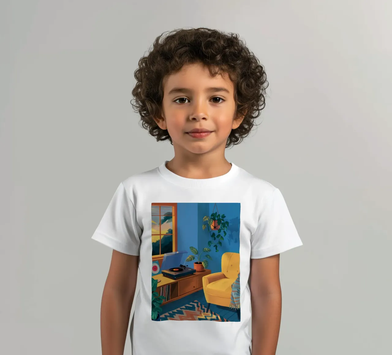 Yellow Chair Vinyl kids t-shirt by Pan Denim