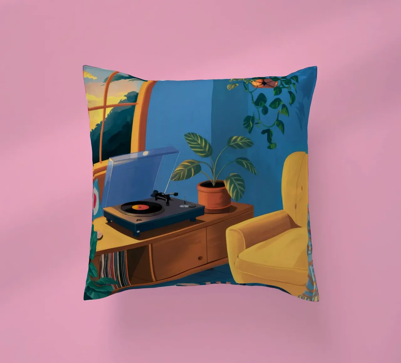 Sedia gialla in vinile cuscino da Pan Denim
