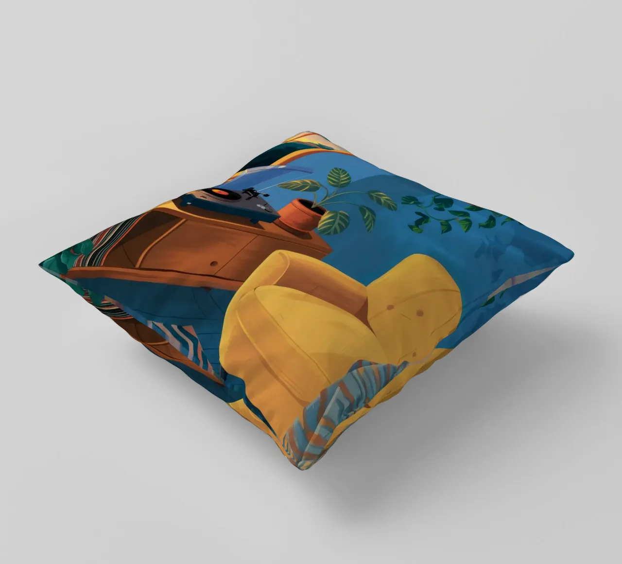 Sedia gialla in vinile cuscino da Pan Denim