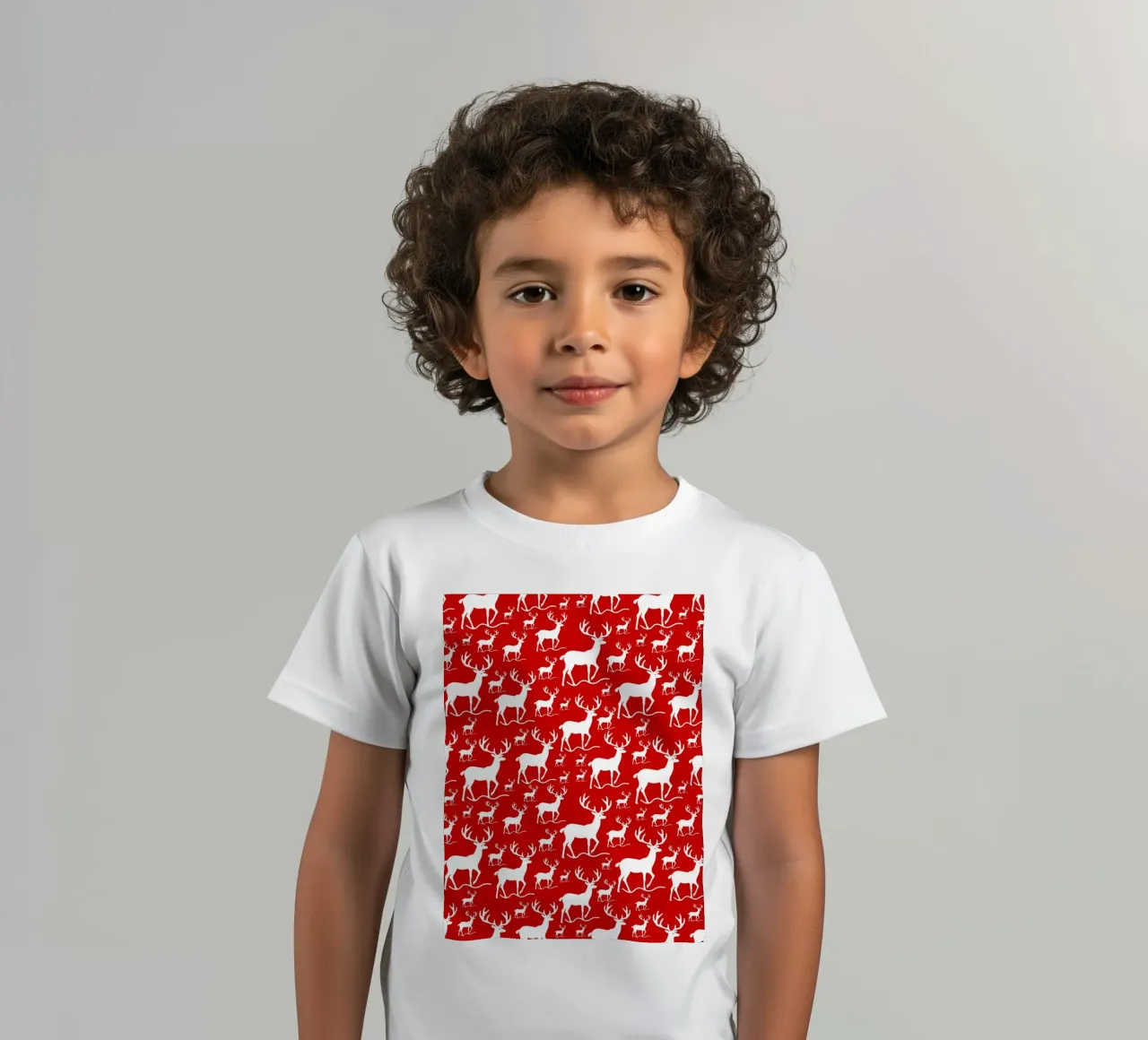 Red deer pattern t-shirt bambini da baobabprintstore