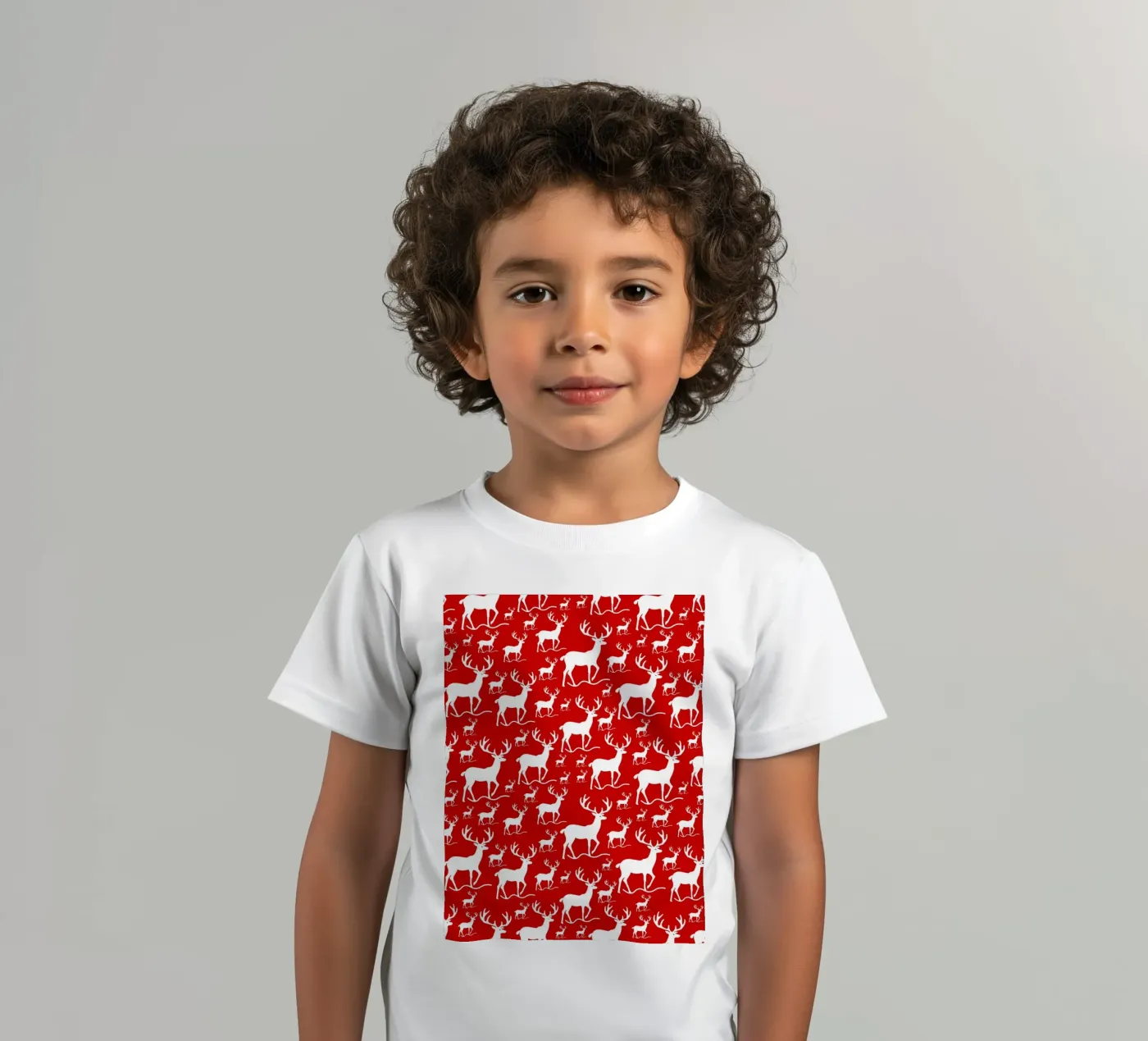 Red deer pattern kinder t-shirt van baobabprintstore