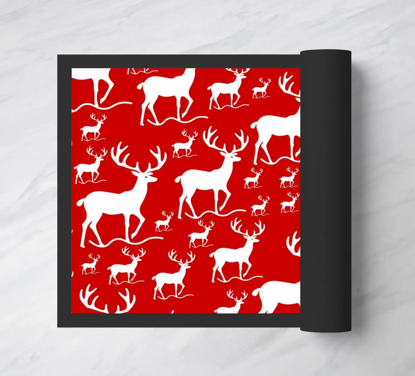 Red deer pattern doormat by baobabprintstore