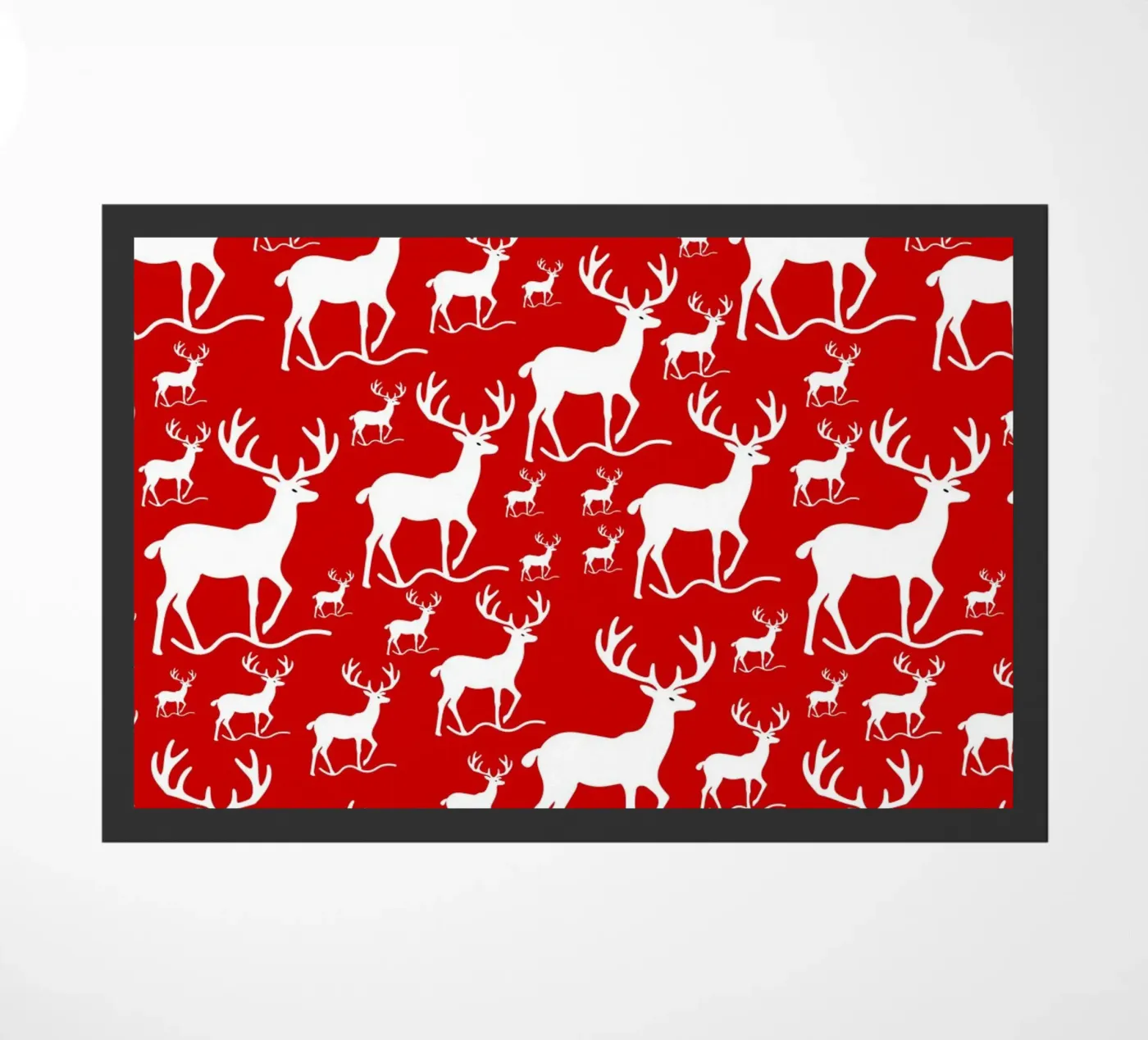 Red deer pattern doormat by baobabprintstore
