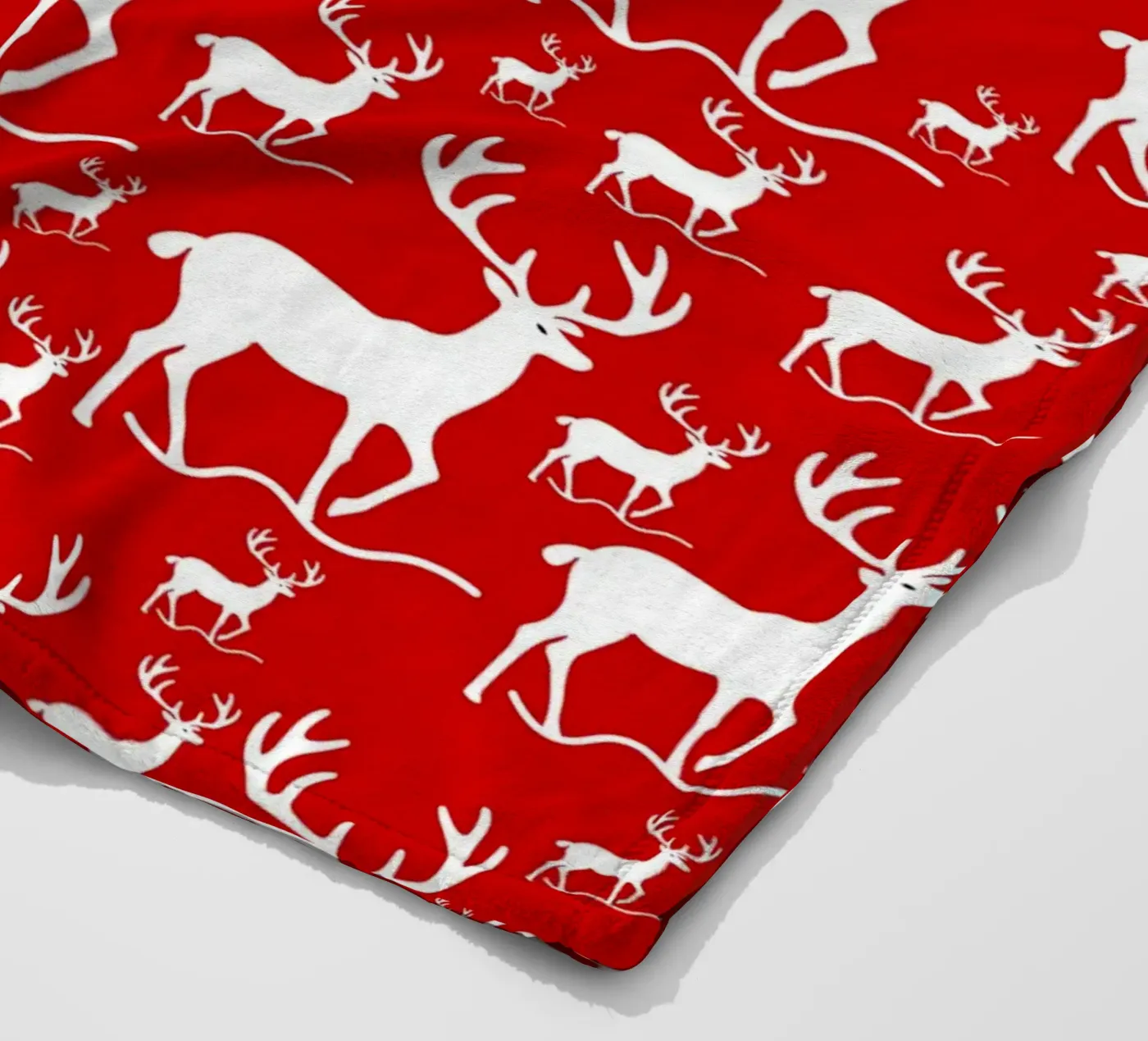 Red deer pattern fleece blanket by baobabprintstore