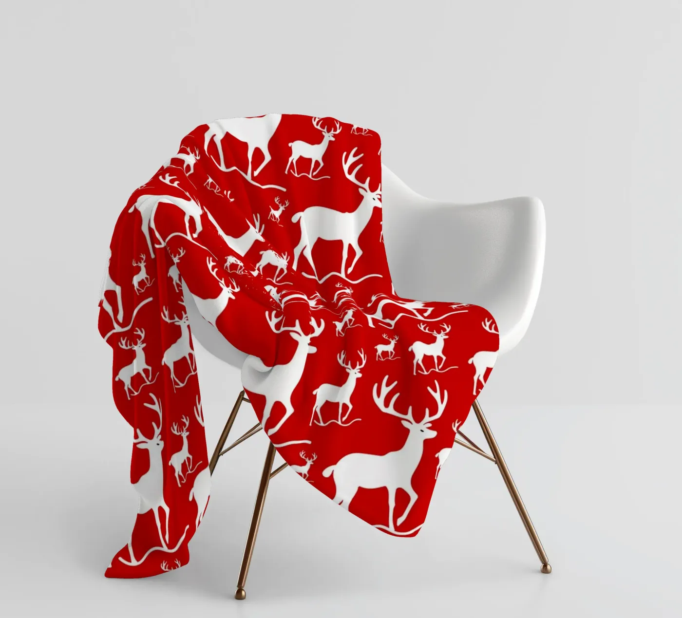 Red deer pattern fleece blanket by baobabprintstore