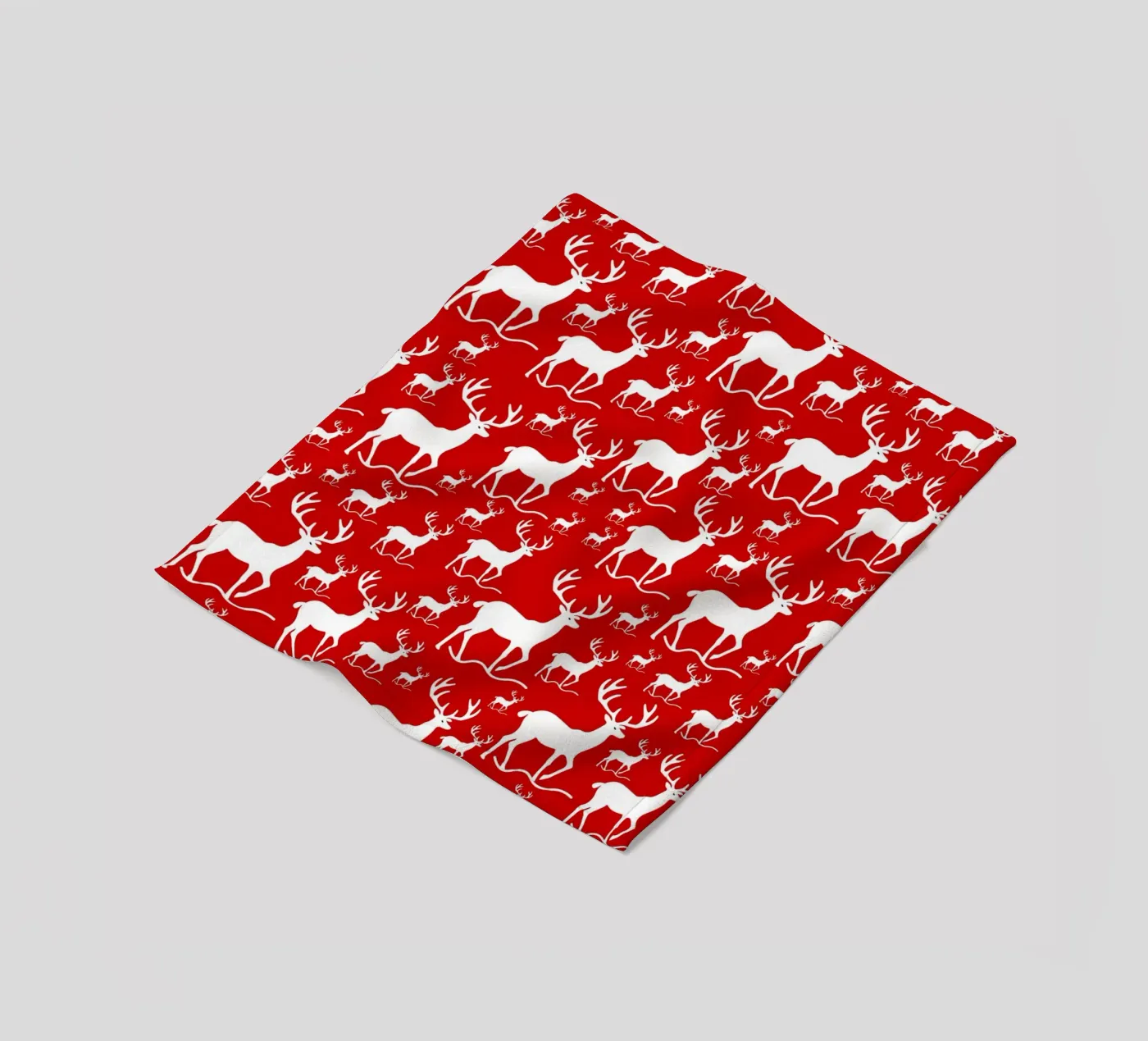 Red deer pattern fleece blanket by baobabprintstore