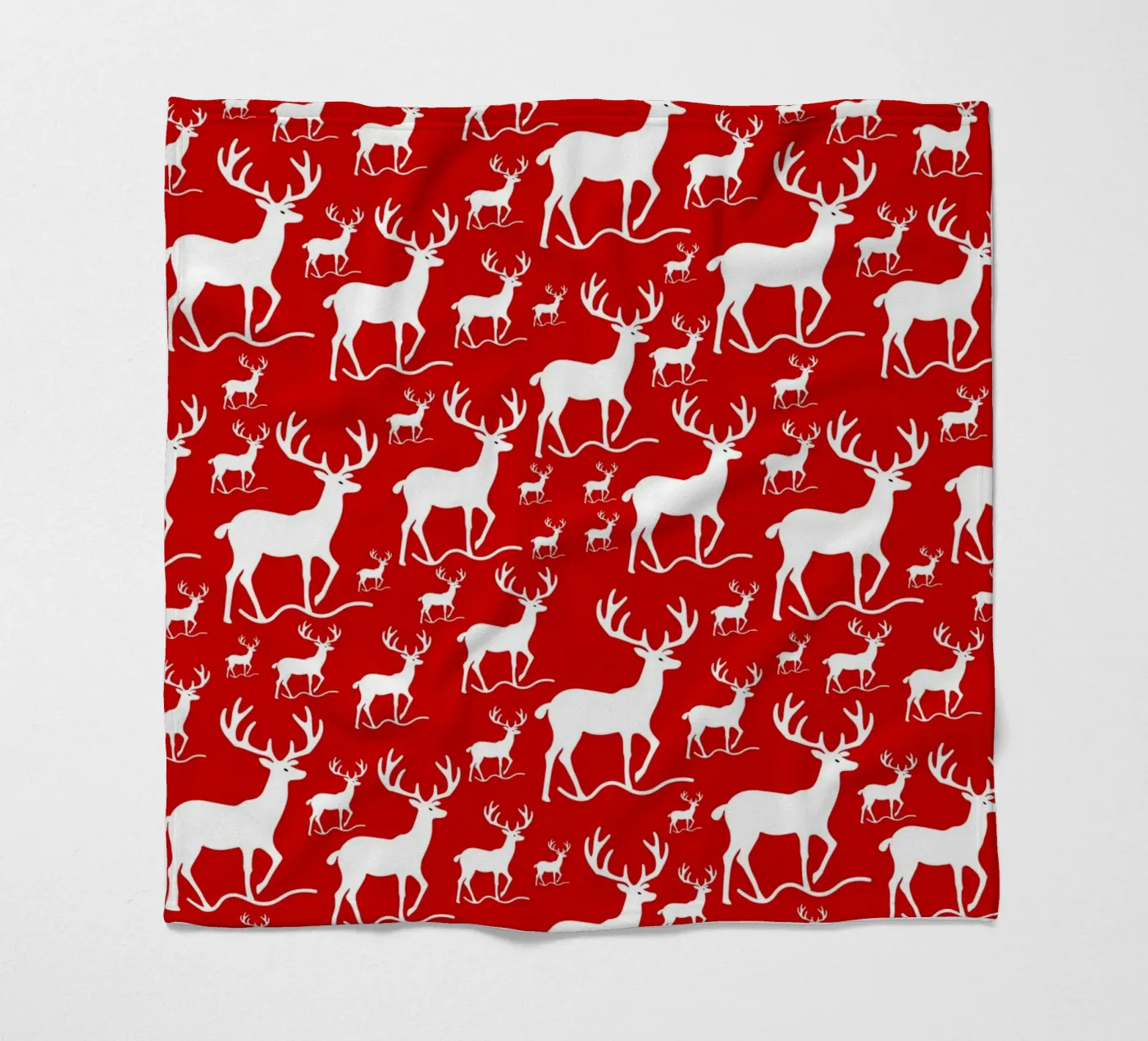 Red deer pattern fleece blanket by baobabprintstore