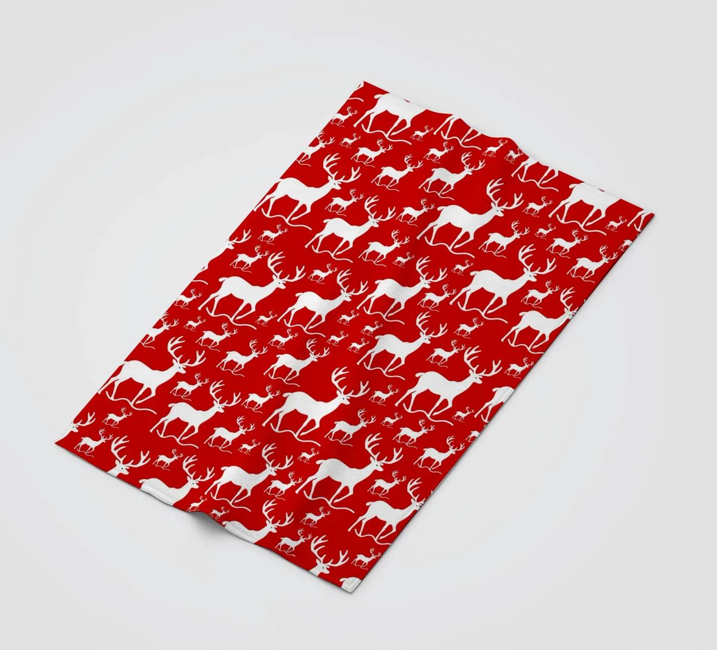 Red deer pattern fleece blanket by baobabprintstore