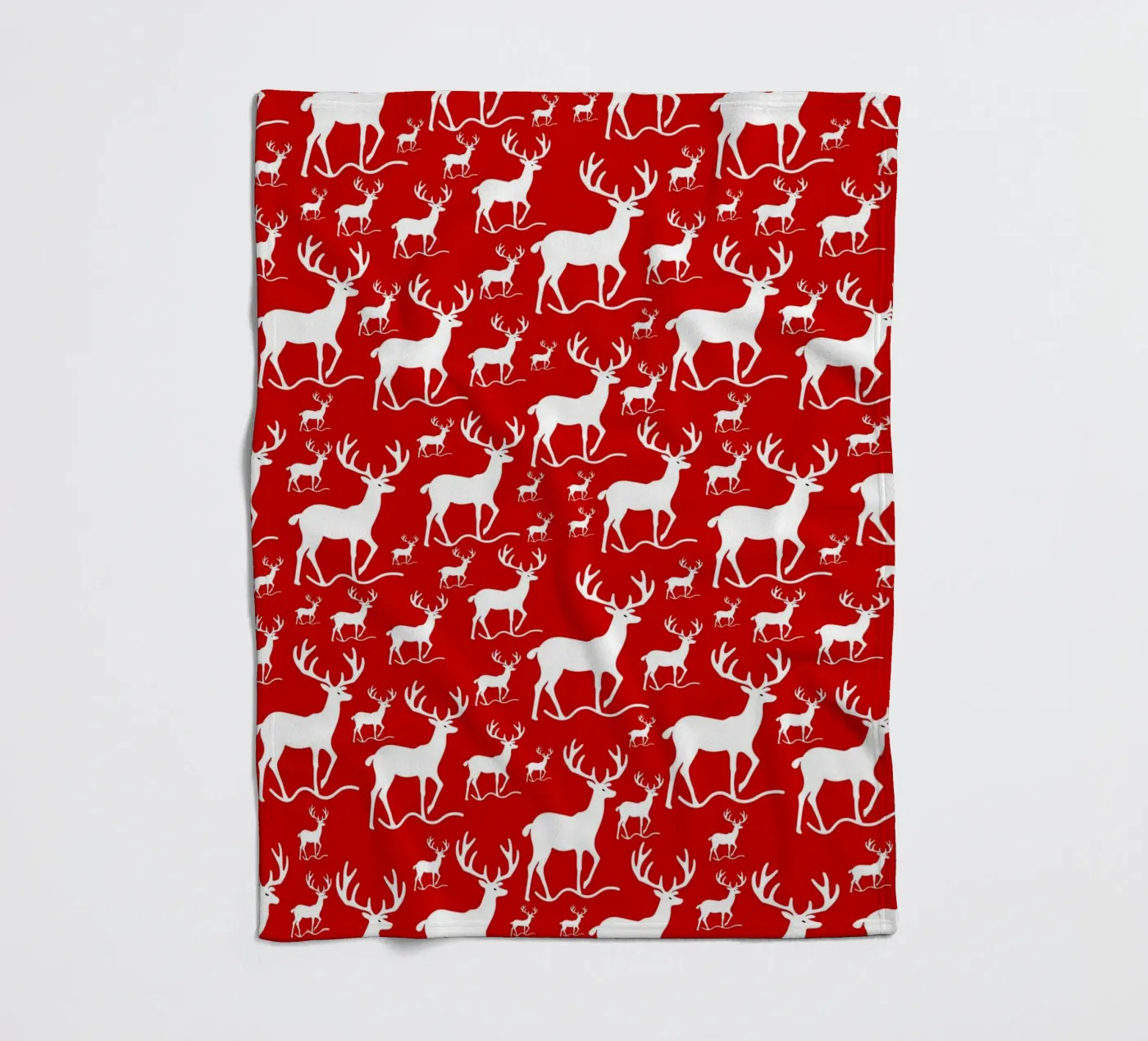Red deer pattern fleece blanket by baobabprintstore