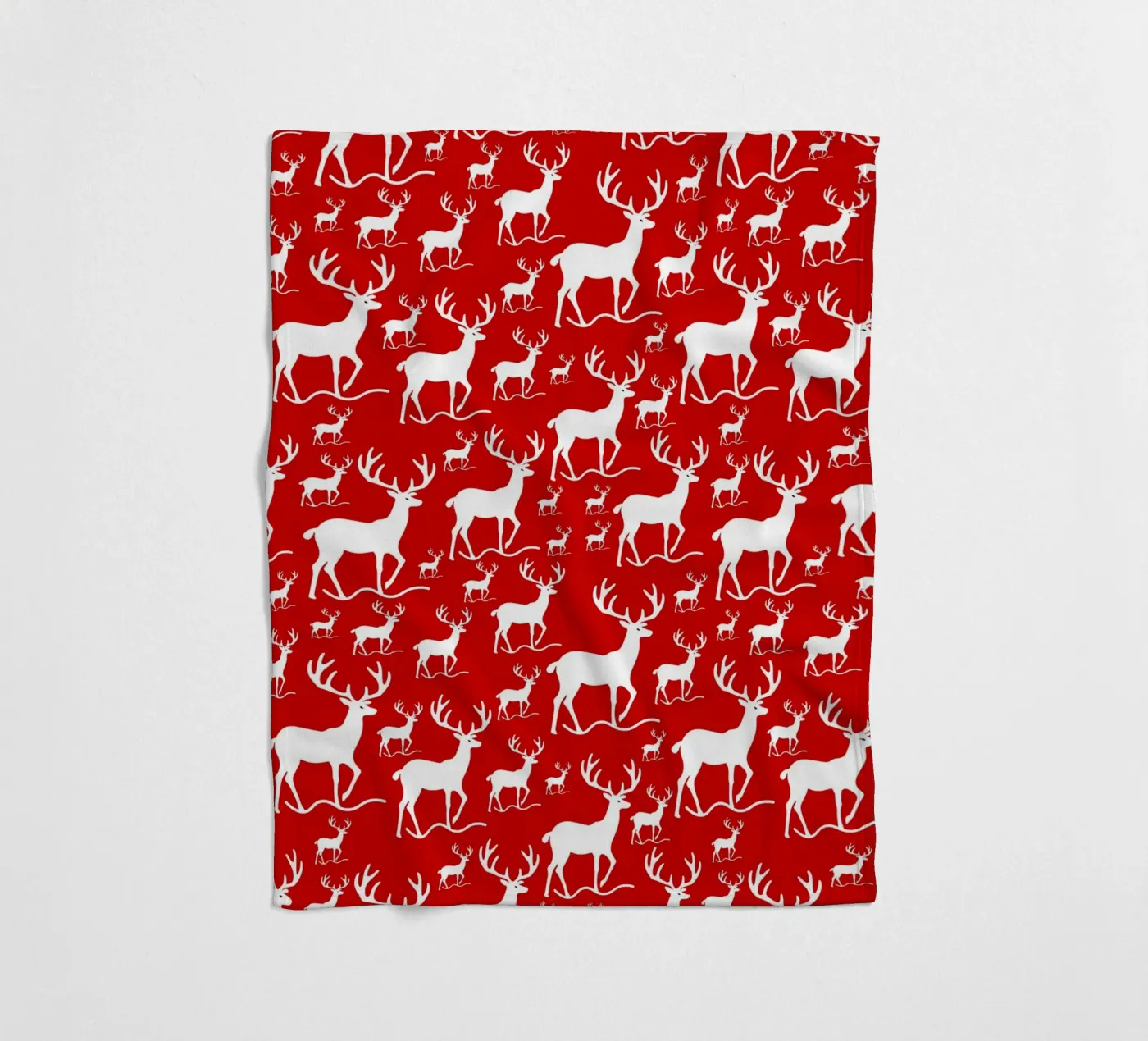 Red deer pattern fleece blanket by baobabprintstore