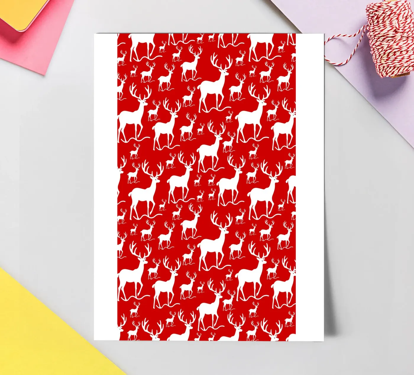 Red deer pattern Stickerbogen von baobabprintstore