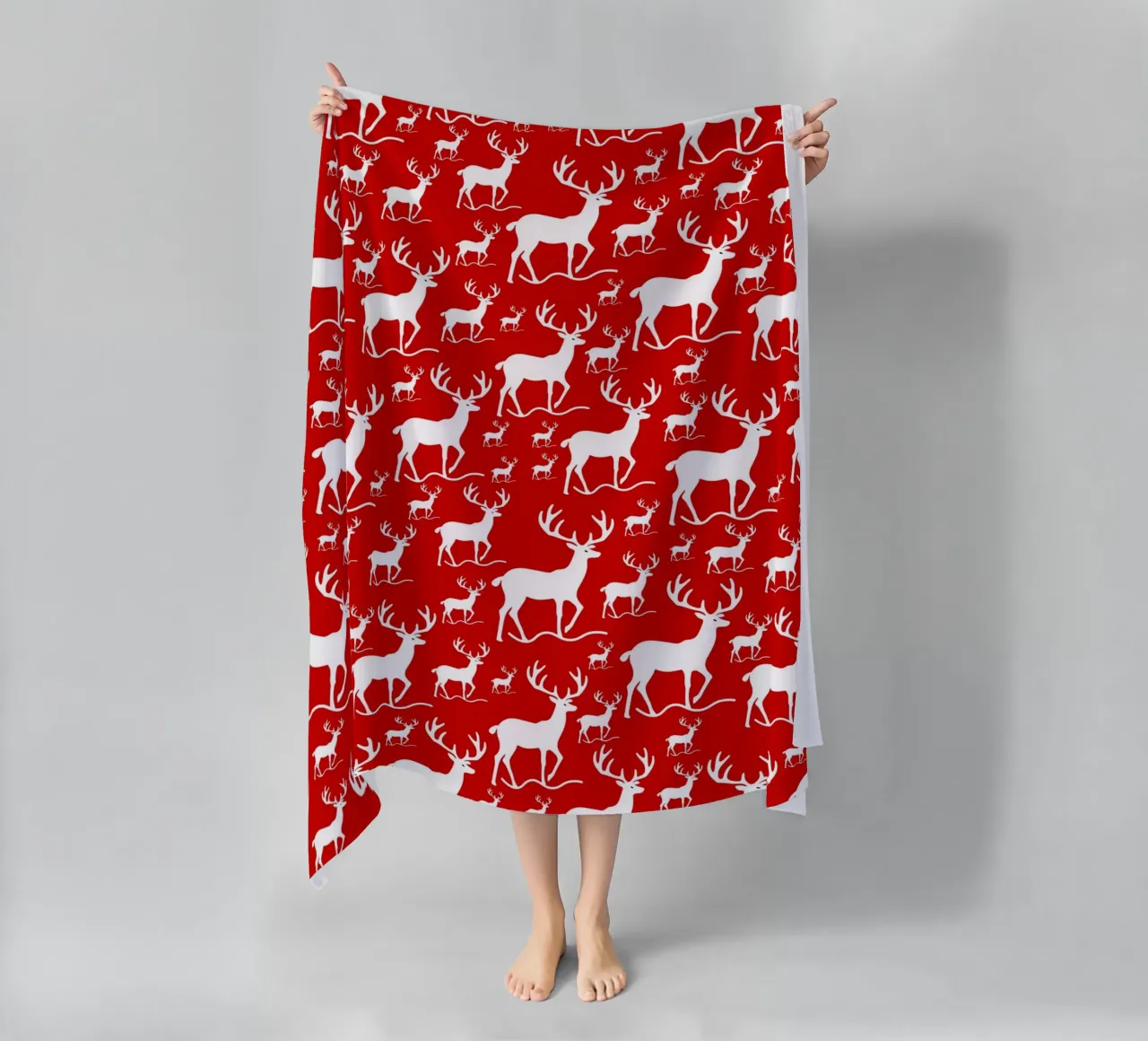 Red deer pattern telo mare da baobabprintstore