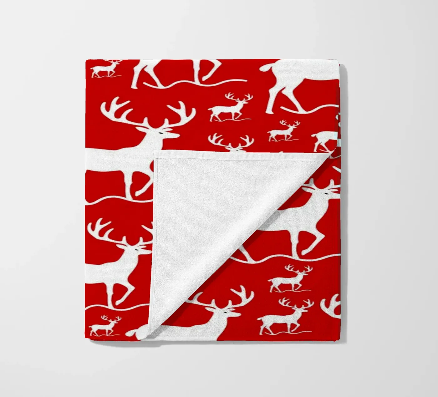 Red deer pattern telo mare da baobabprintstore