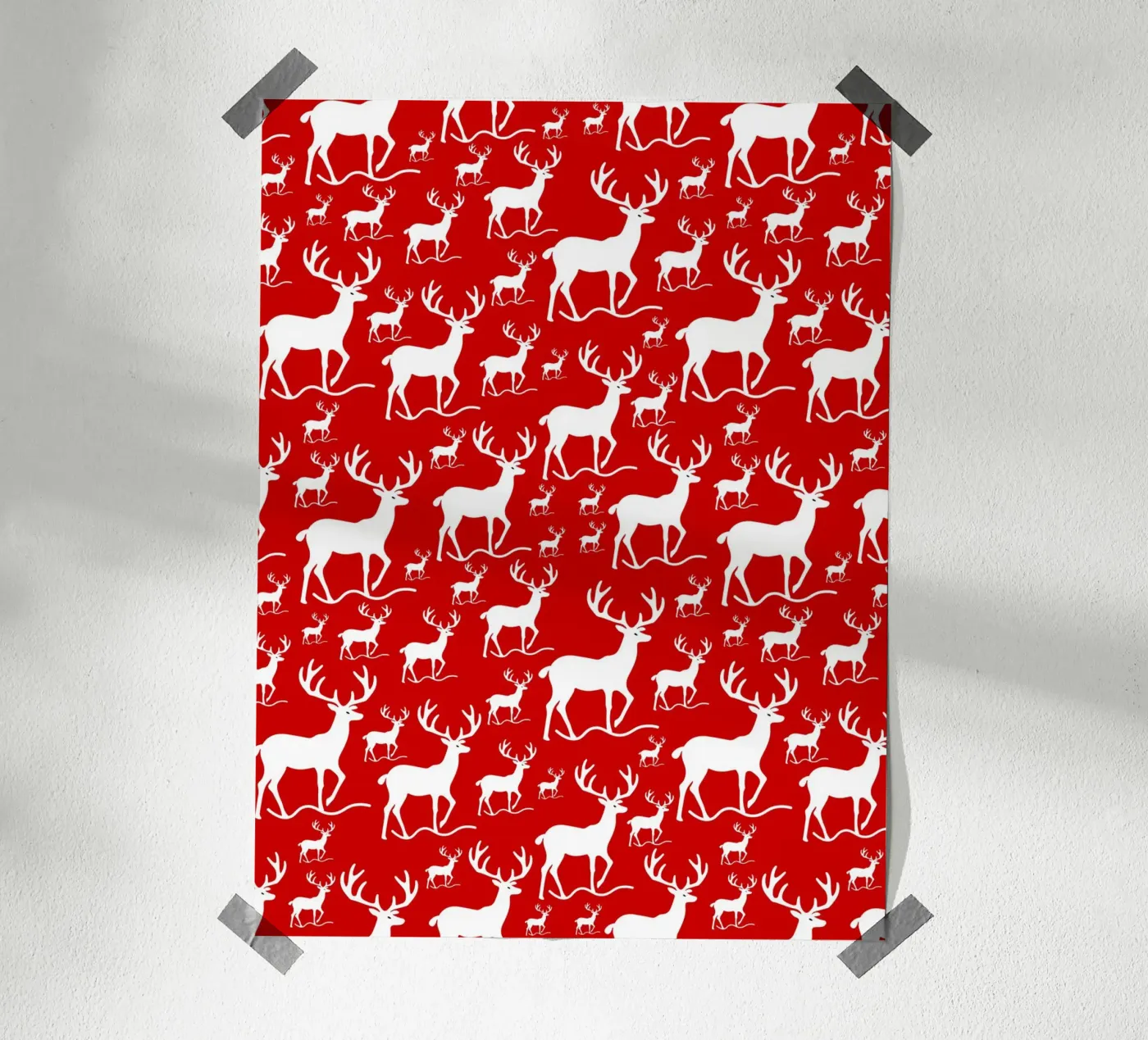 Red deer pattern poster da baobabprintstore